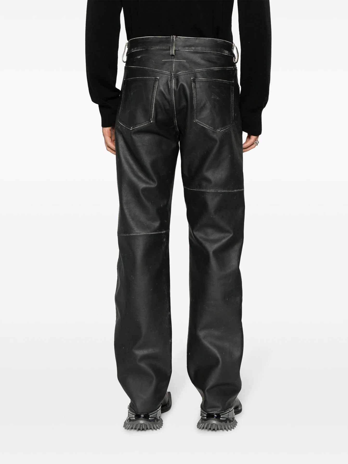 straight-leg leather trousers