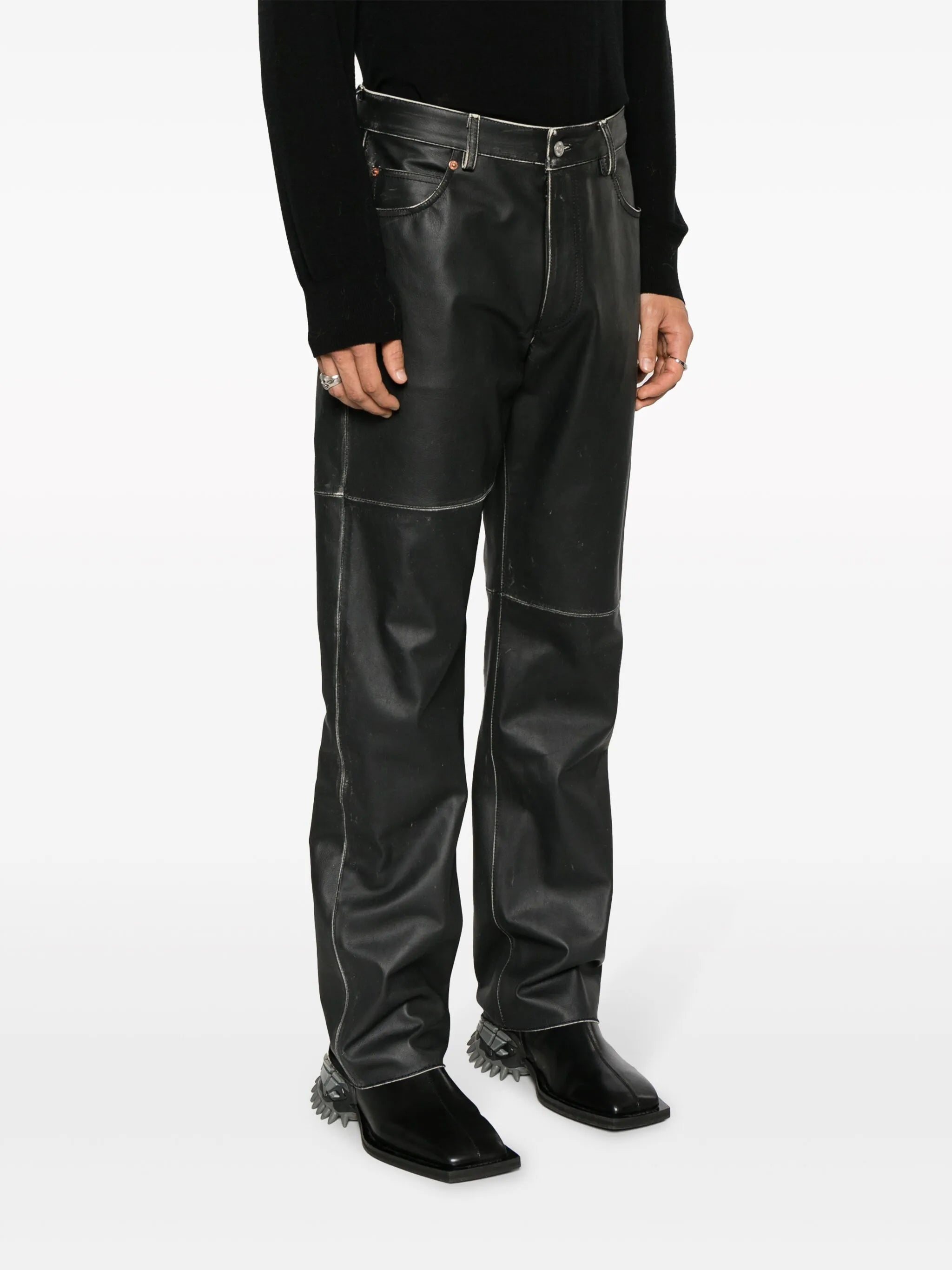 straight-leg leather trousers