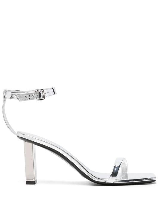95mm metallic-finish leather sandals