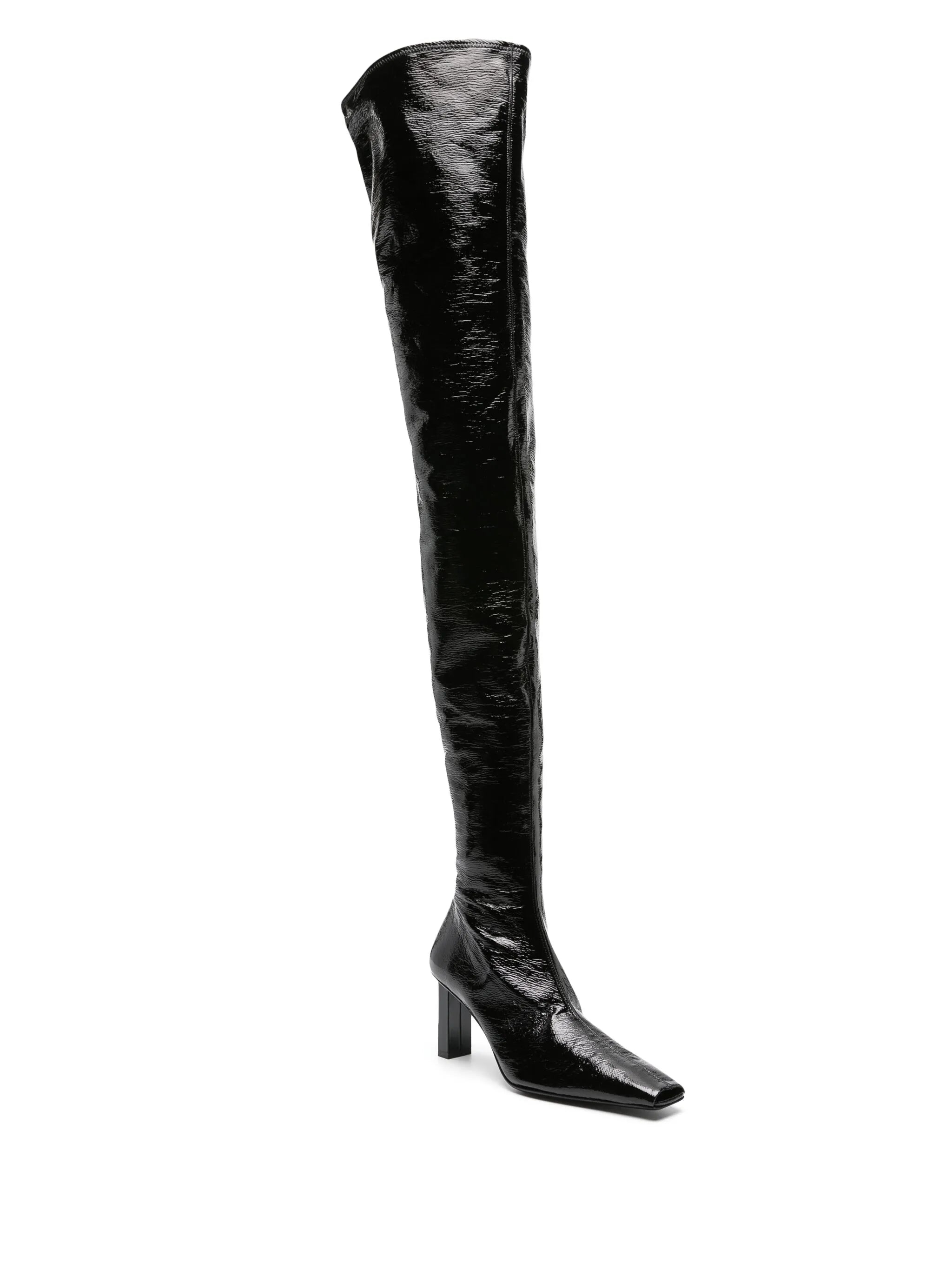 85mm high-shine thigh-length boots