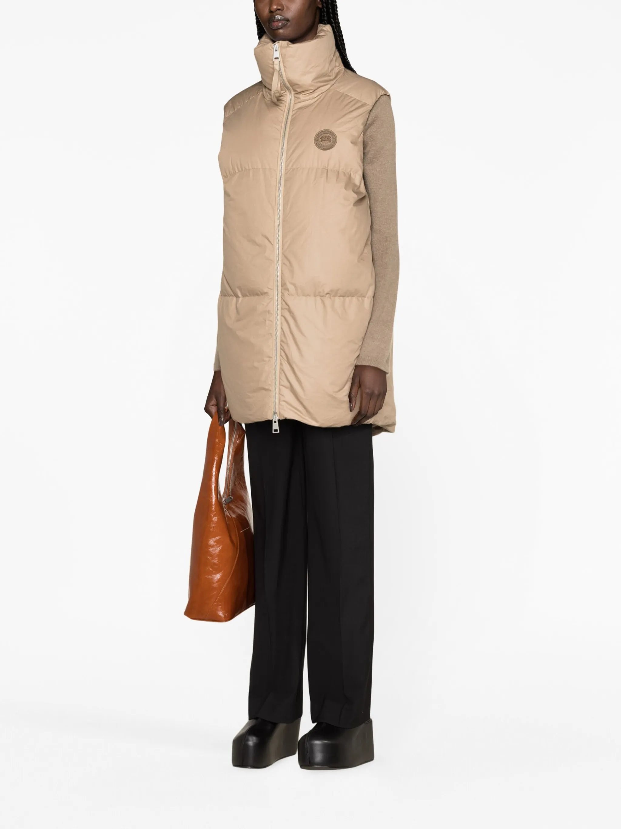 logo-patch padded cotton gilet