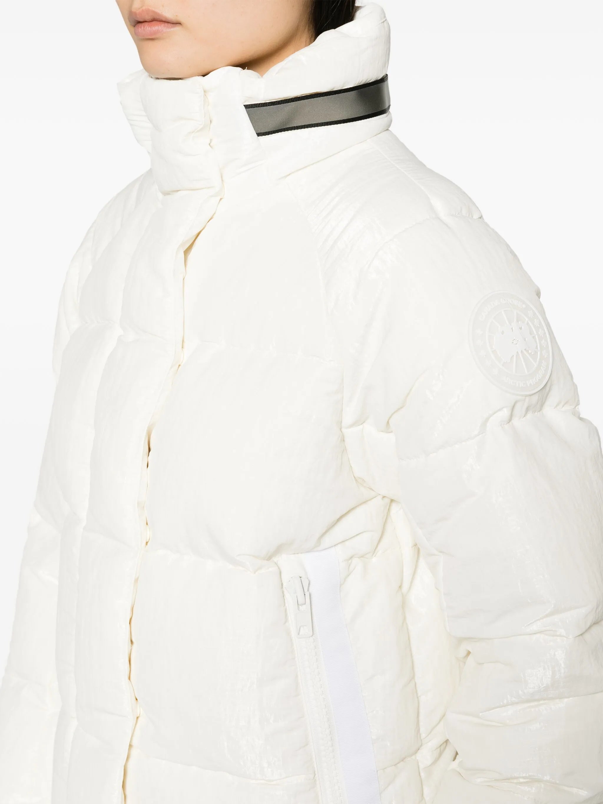 logo-patch slouch-hood puffer jacket