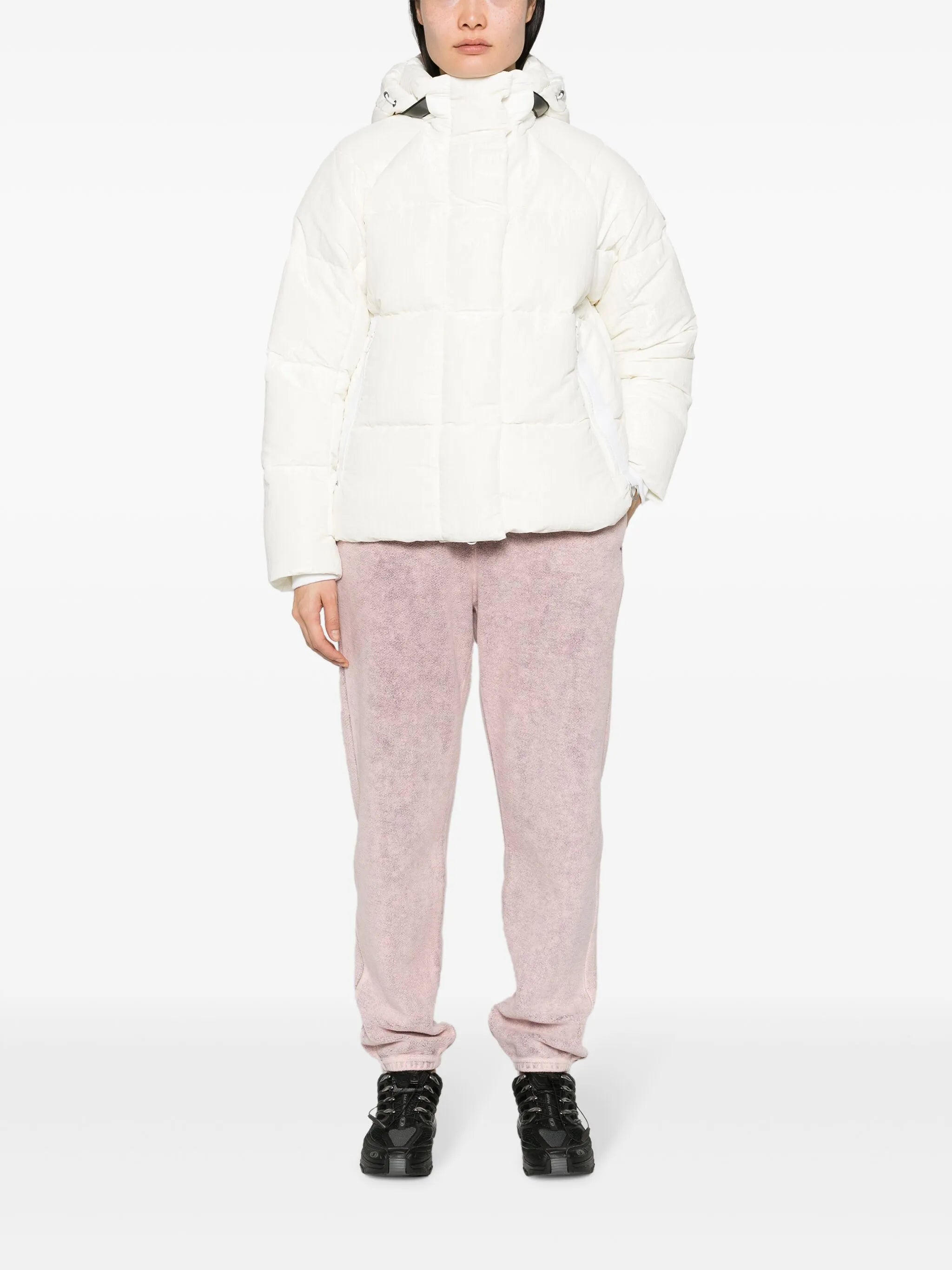 logo-patch slouch-hood puffer jacket