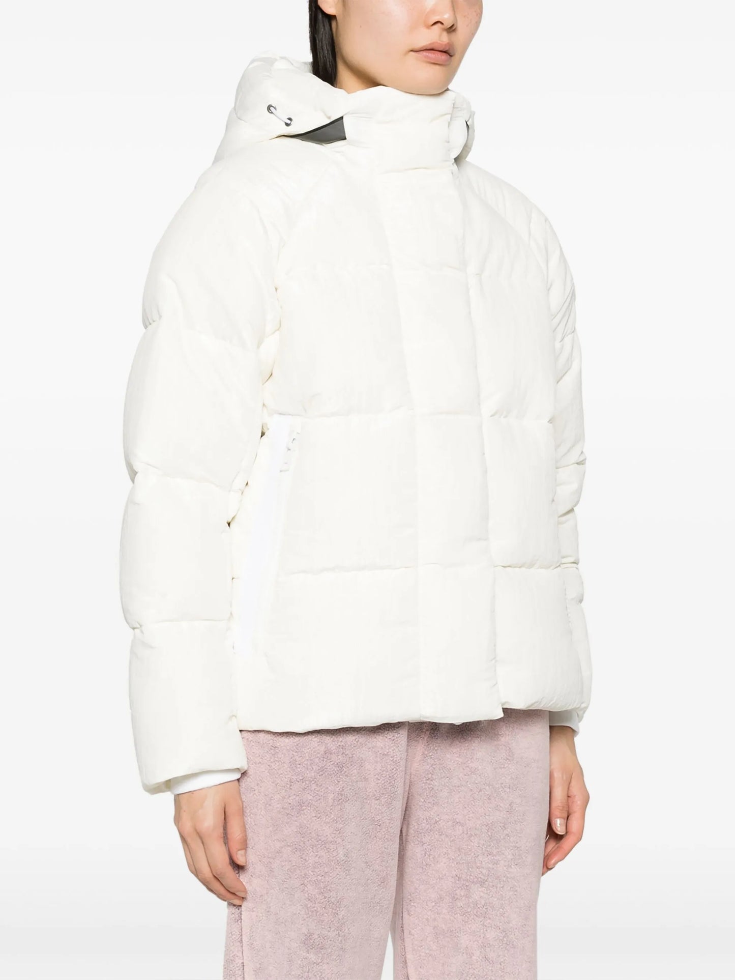 logo-patch slouch-hood puffer jacket