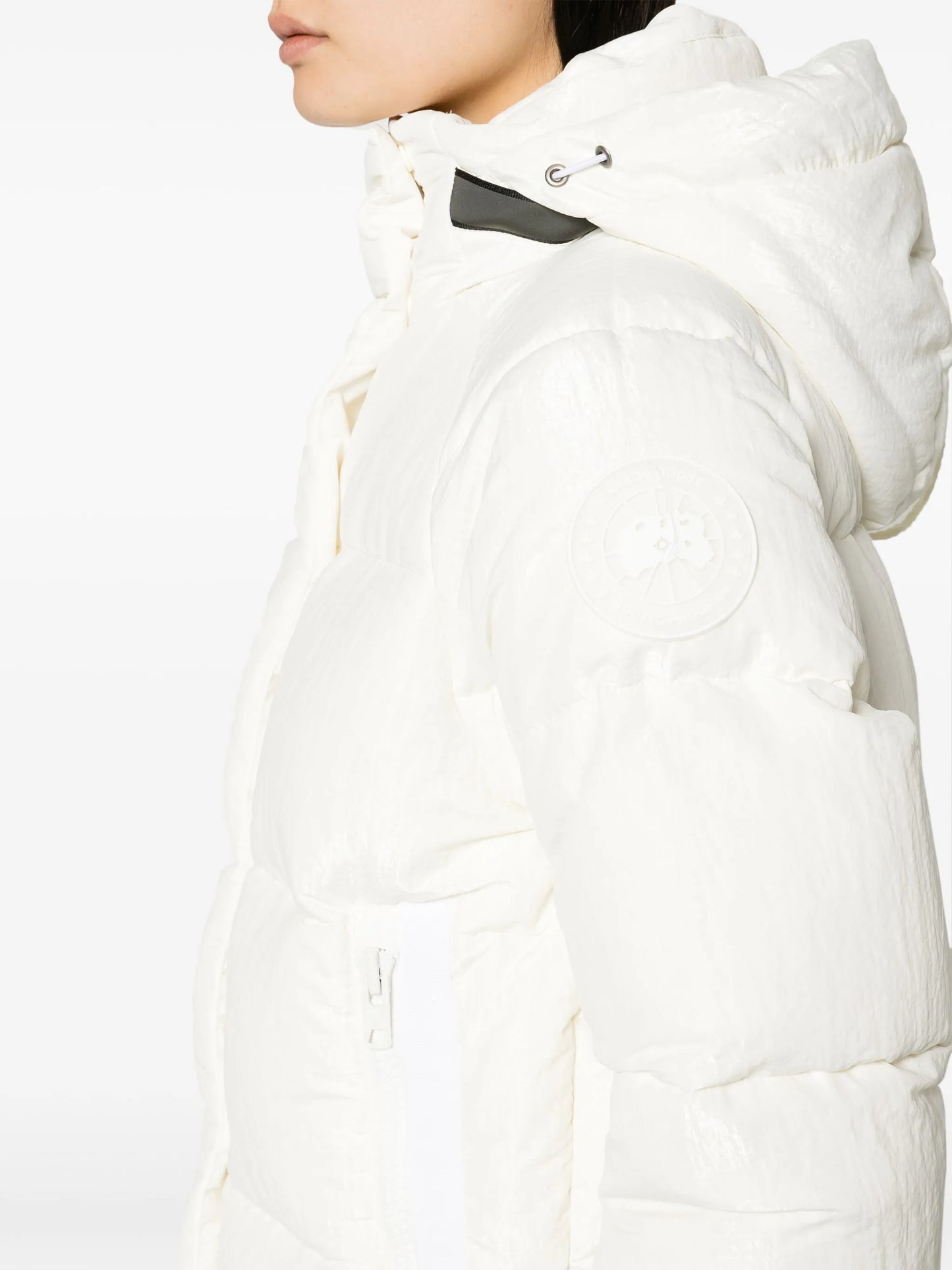 logo-patch slouch-hood puffer jacket
