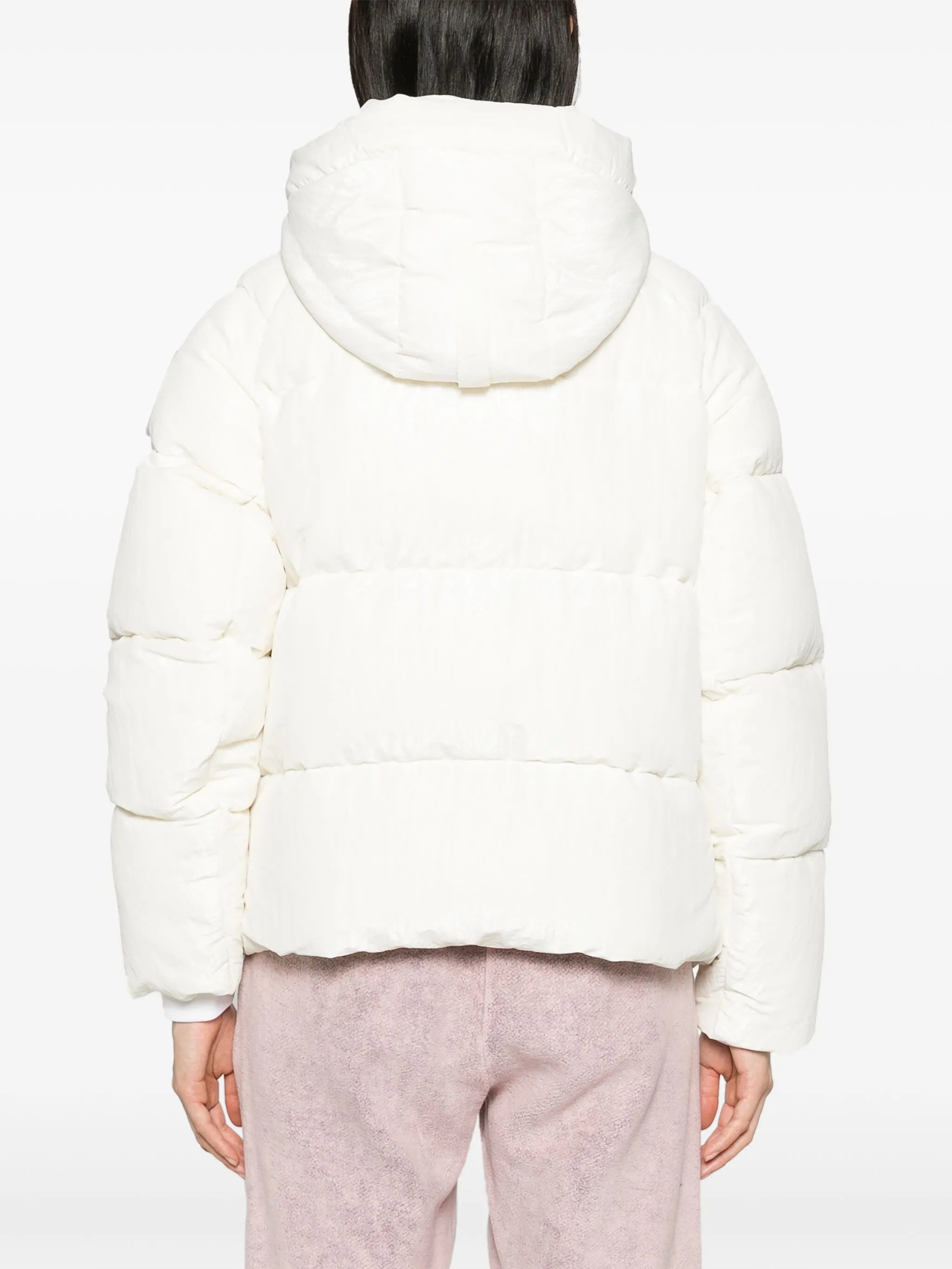 logo-patch slouch-hood puffer jacket