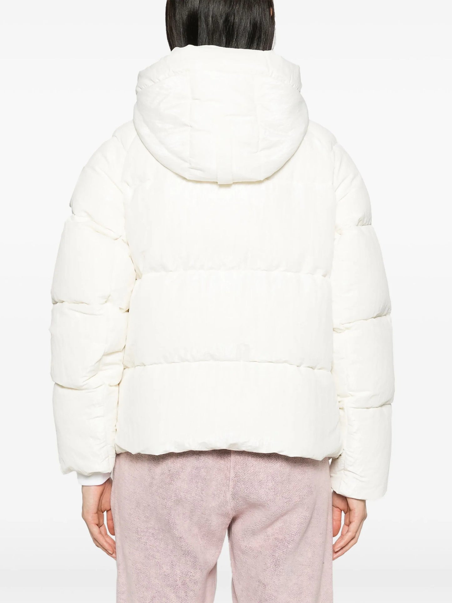 logo-patch slouch-hood puffer jacket