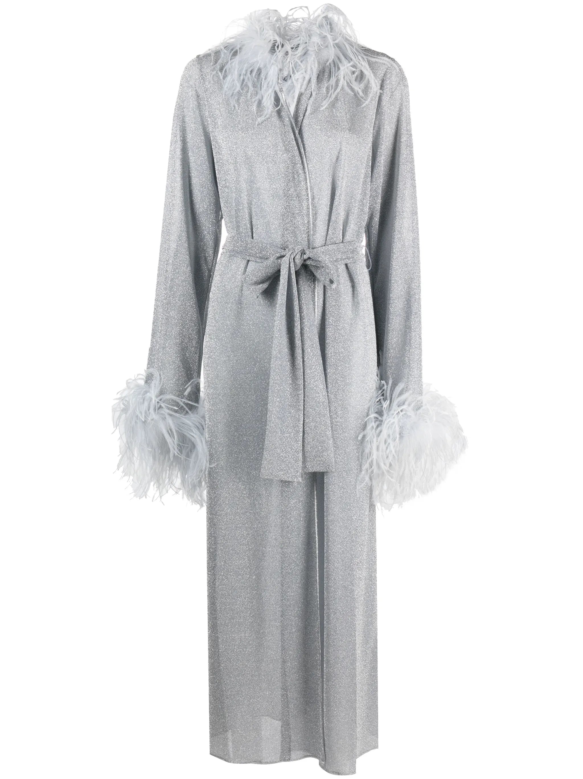 Lumière feather-trim kaftan
