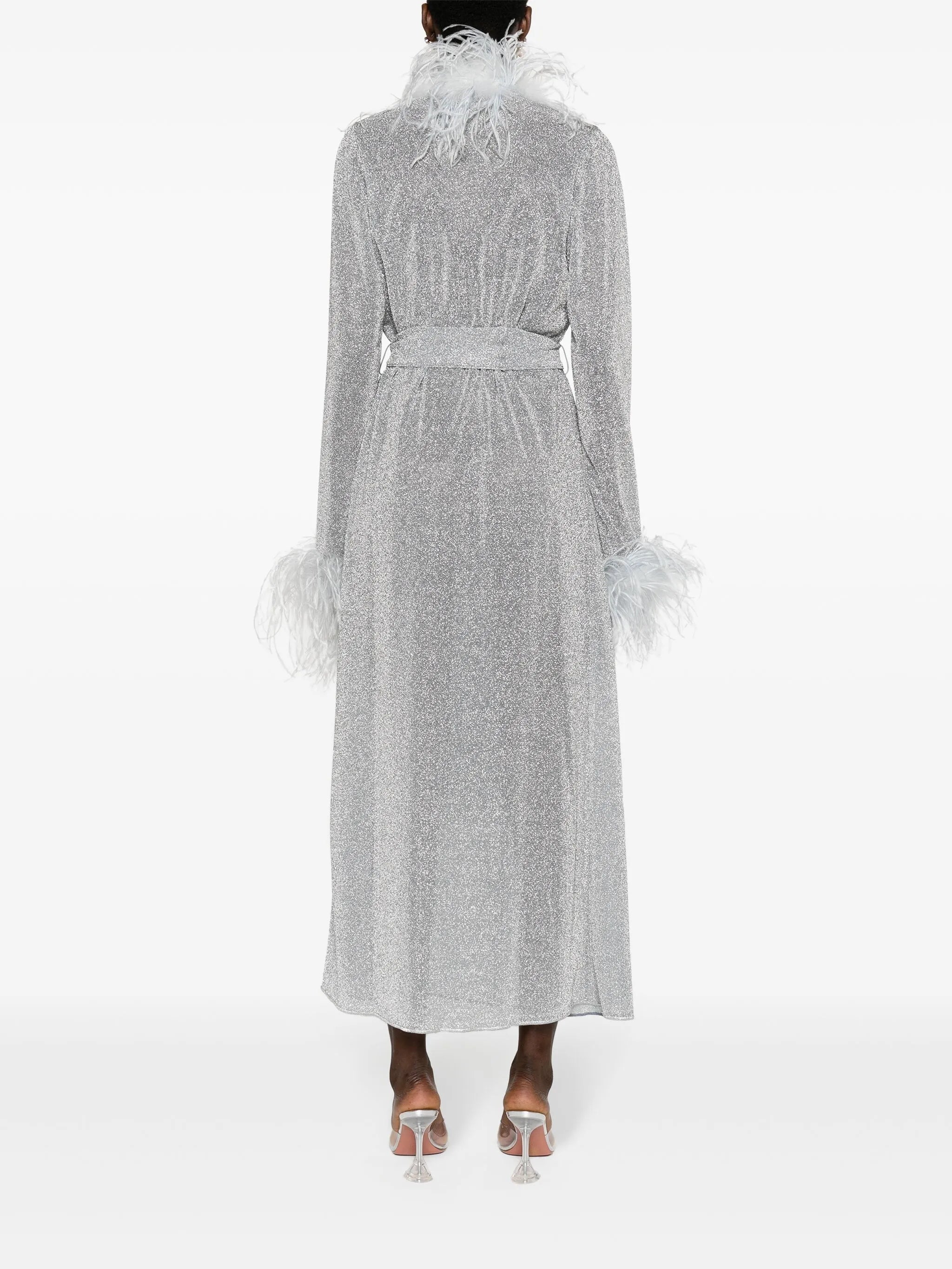 Lumière feather-trim kaftan