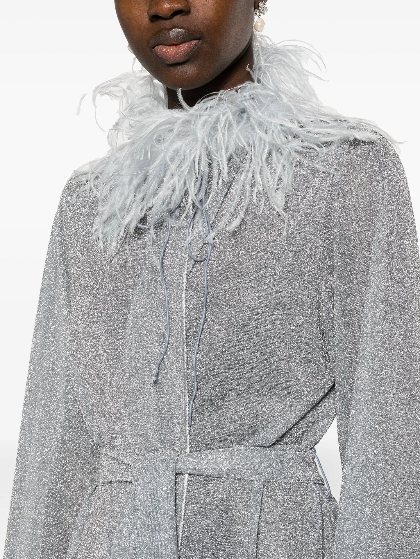 Lumière feather-trim kaftan