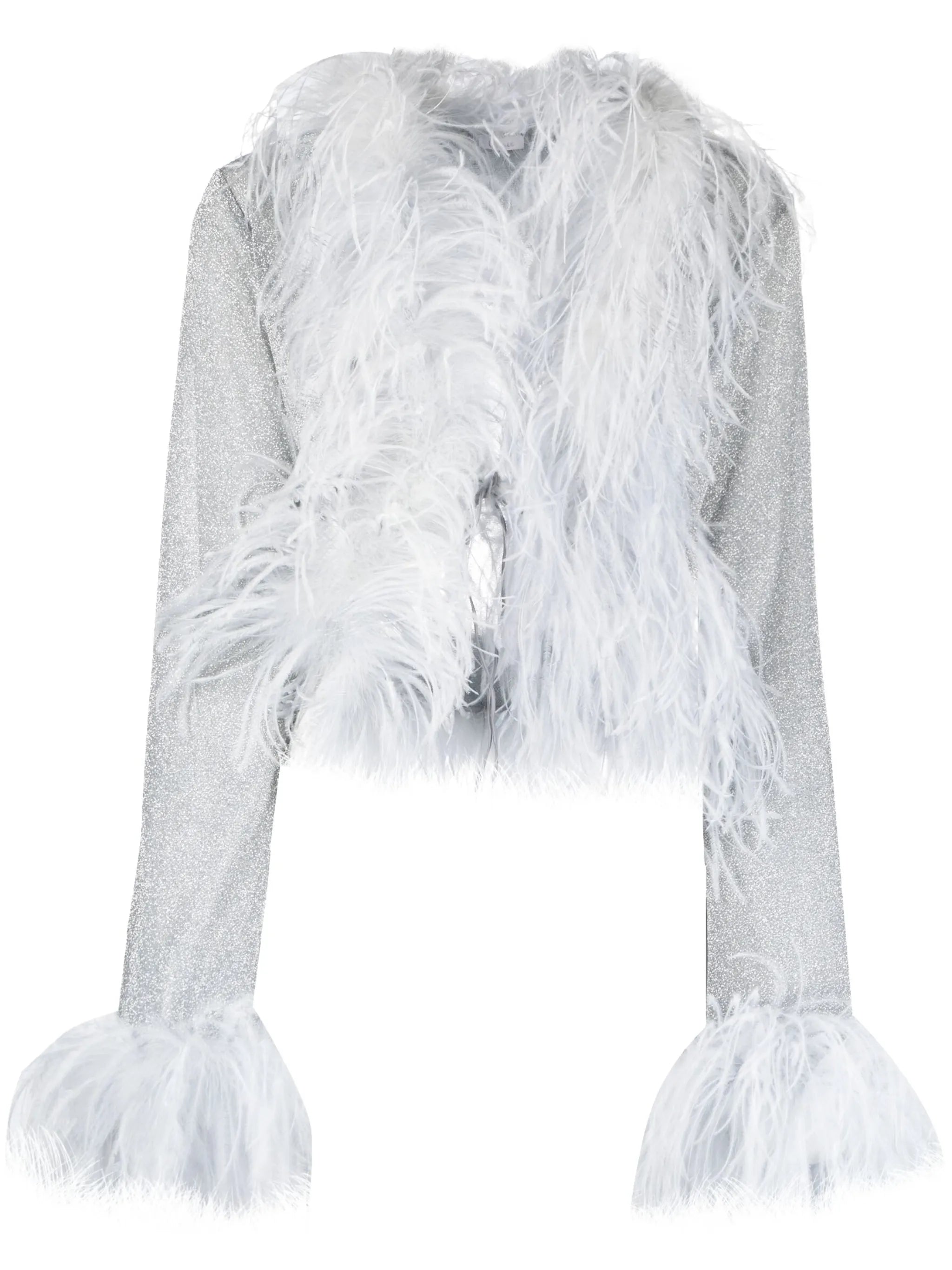 Lumière feather-trim blouse