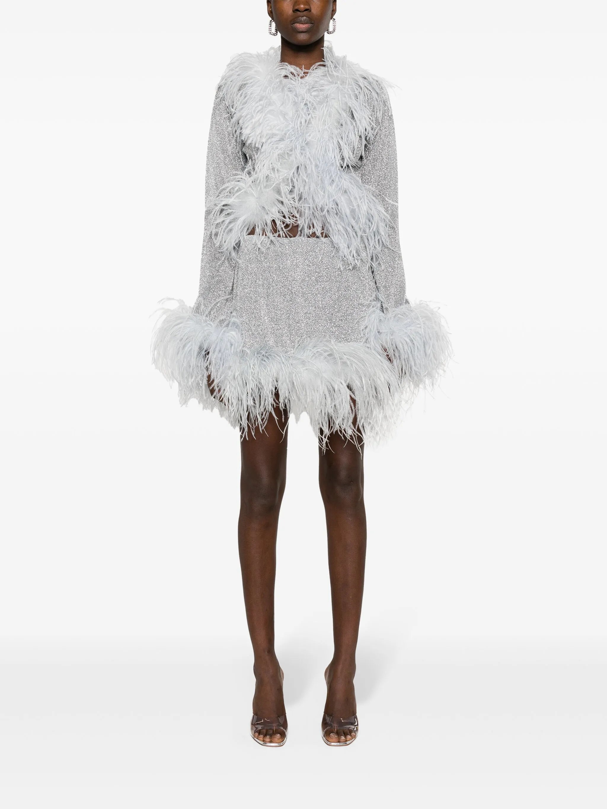 Lumière feather-trim blouse