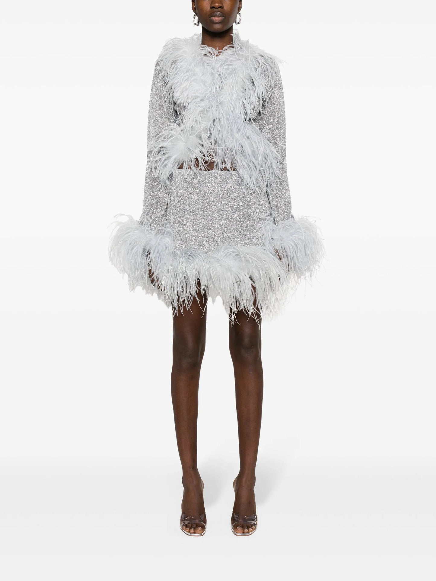 Lumière feather-trim blouse
