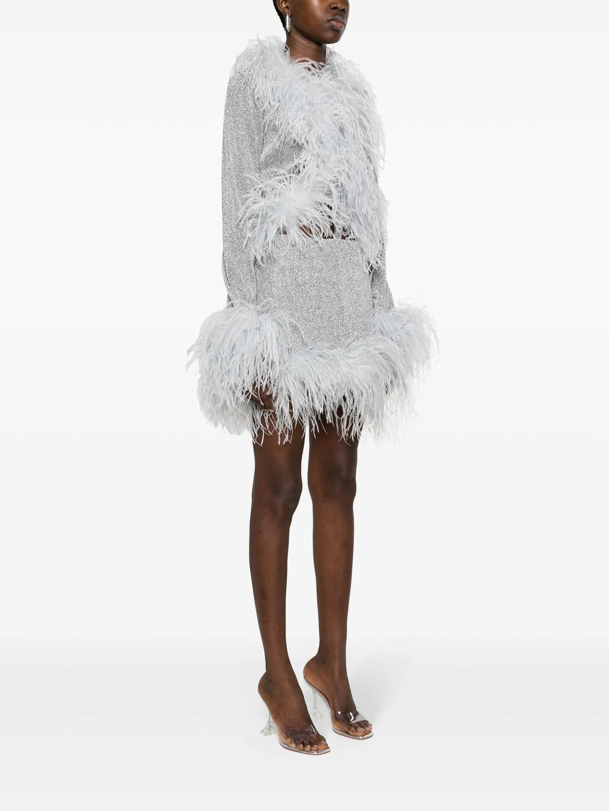 Lumière feather-trim blouse