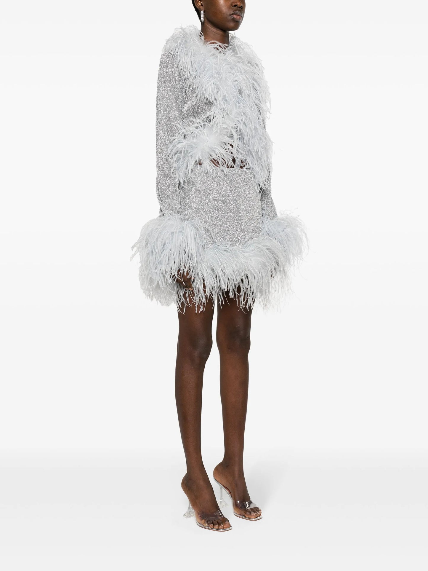 Lumière feather-trim blouse