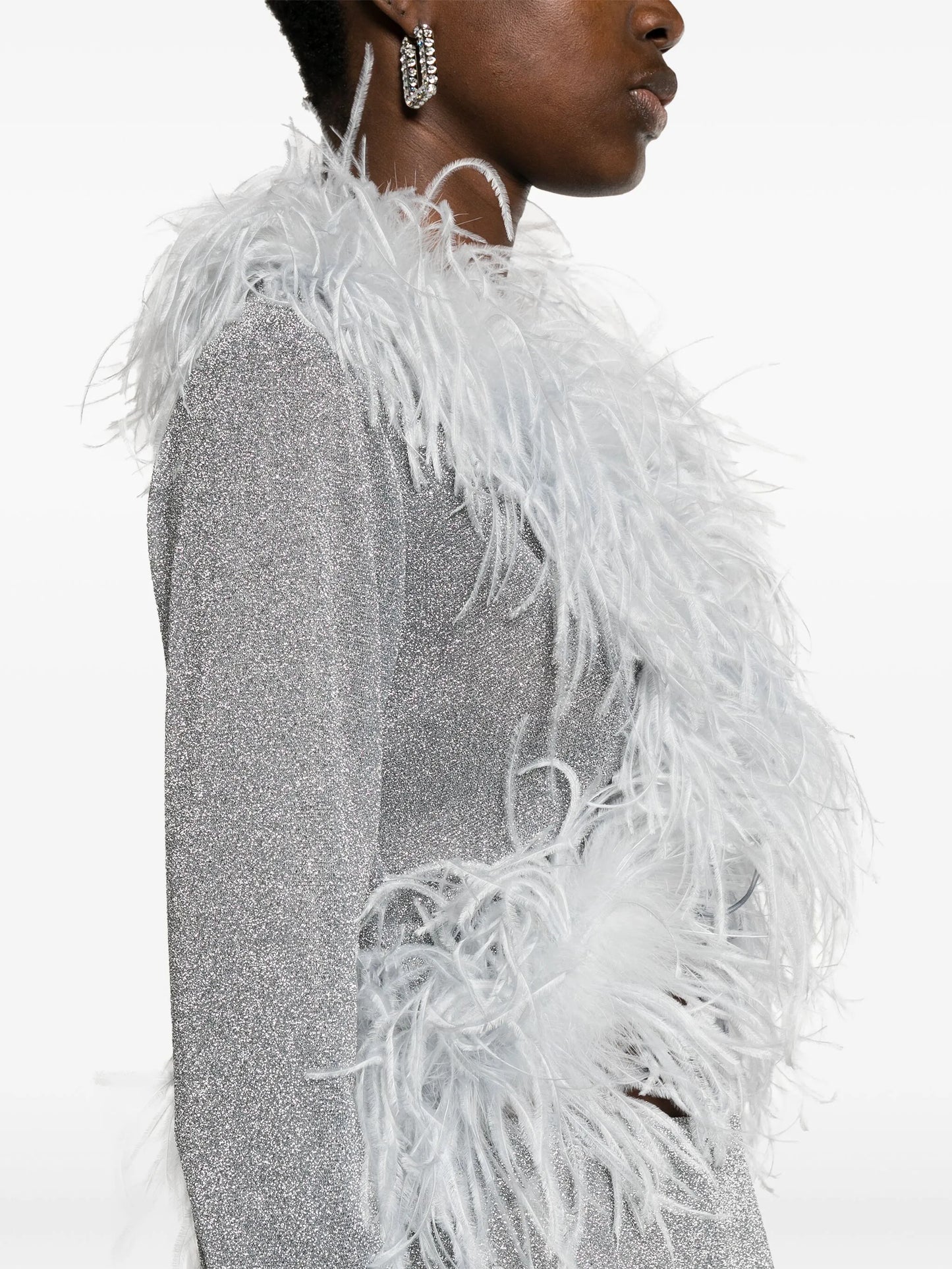 Lumière feather-trim blouse