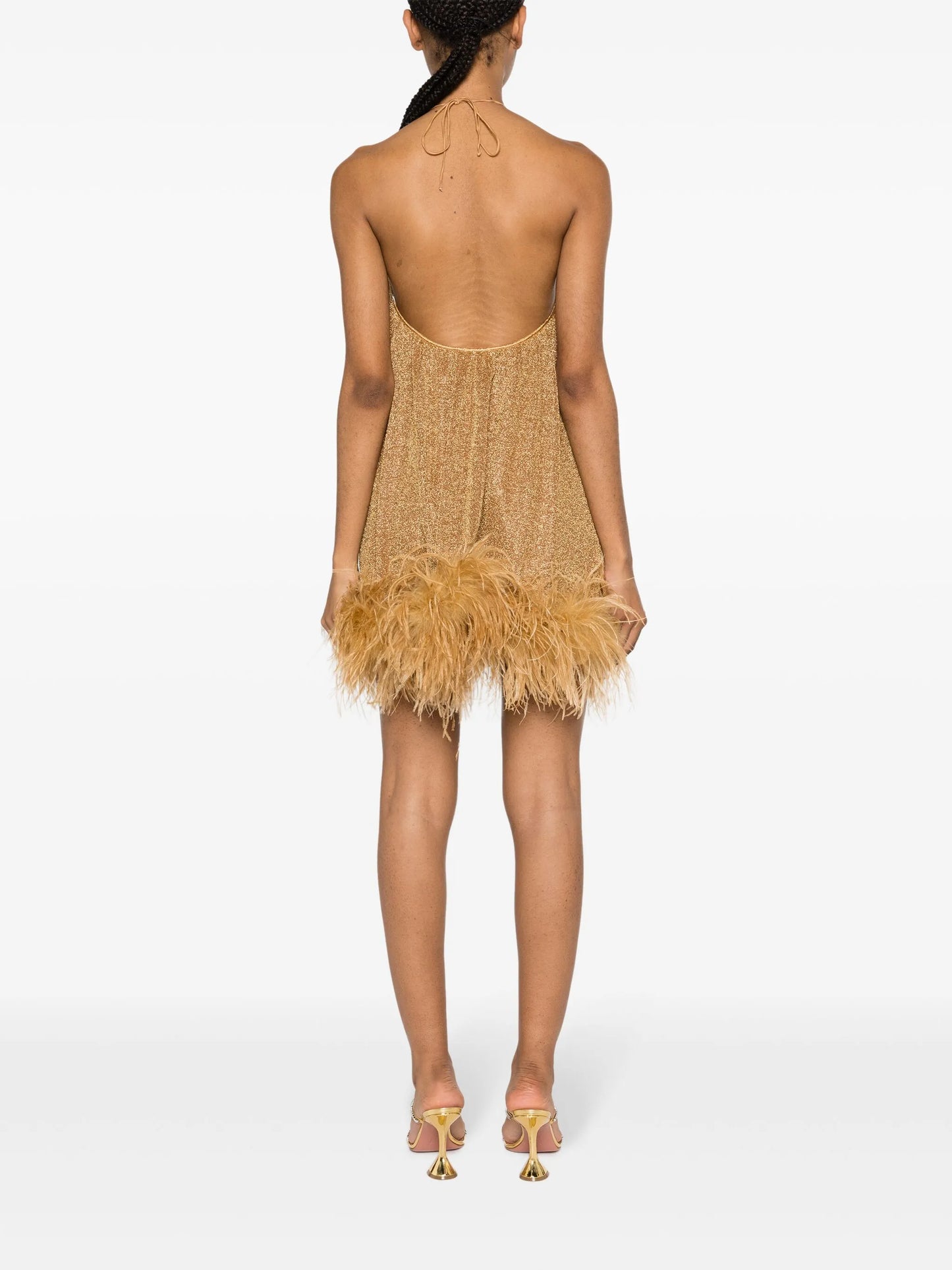 Lumière feather-trim minidress
