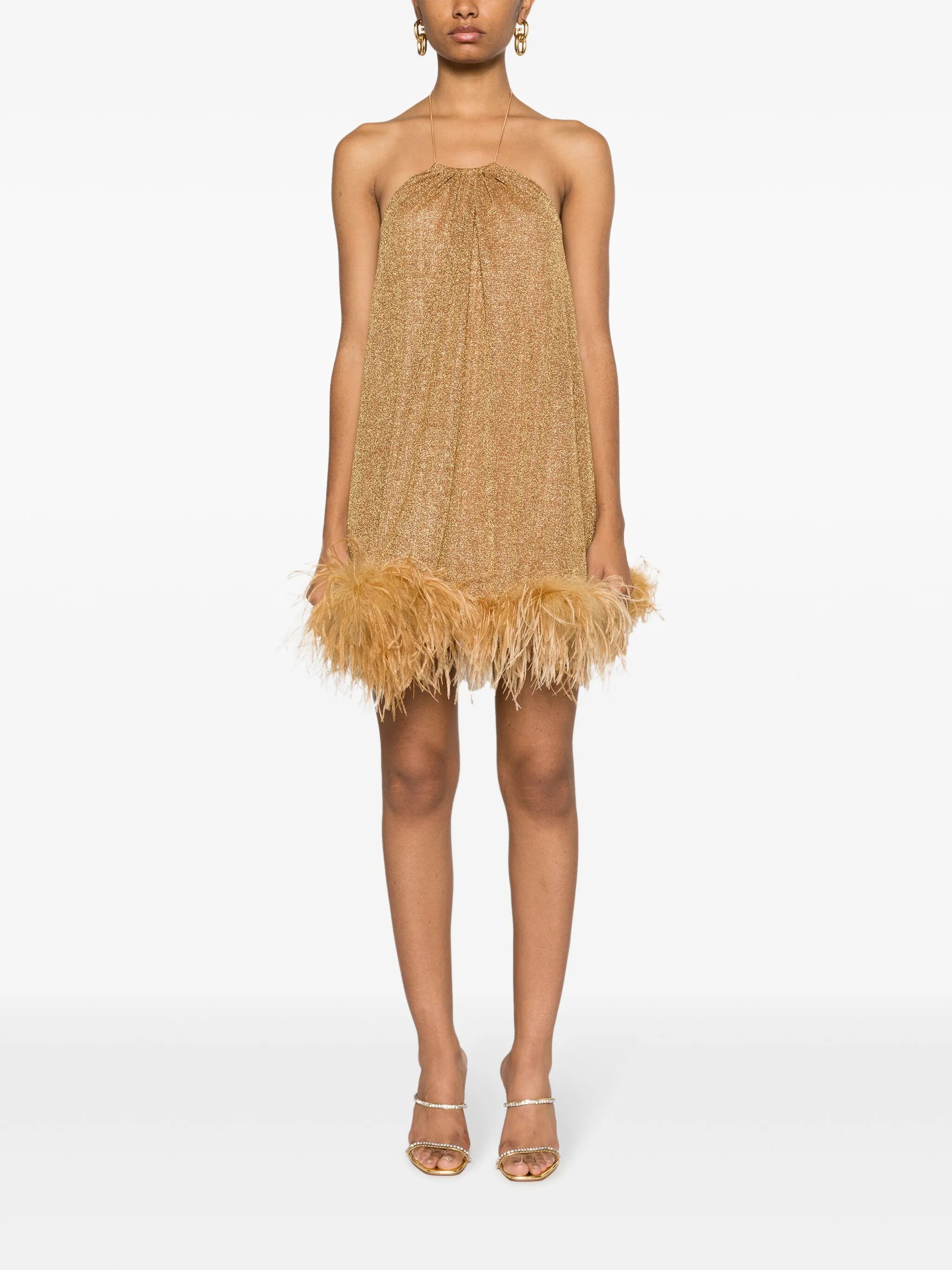 Lumière feather-trim minidress
