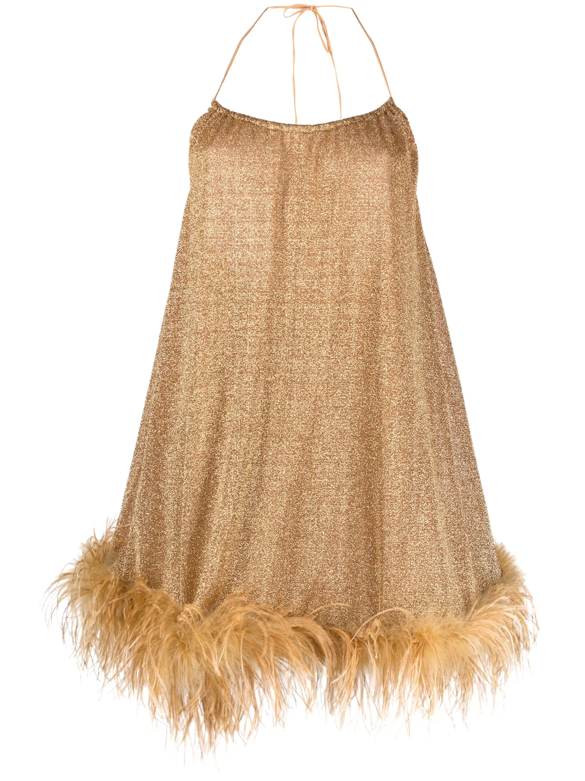 Lumière feather-trim minidress