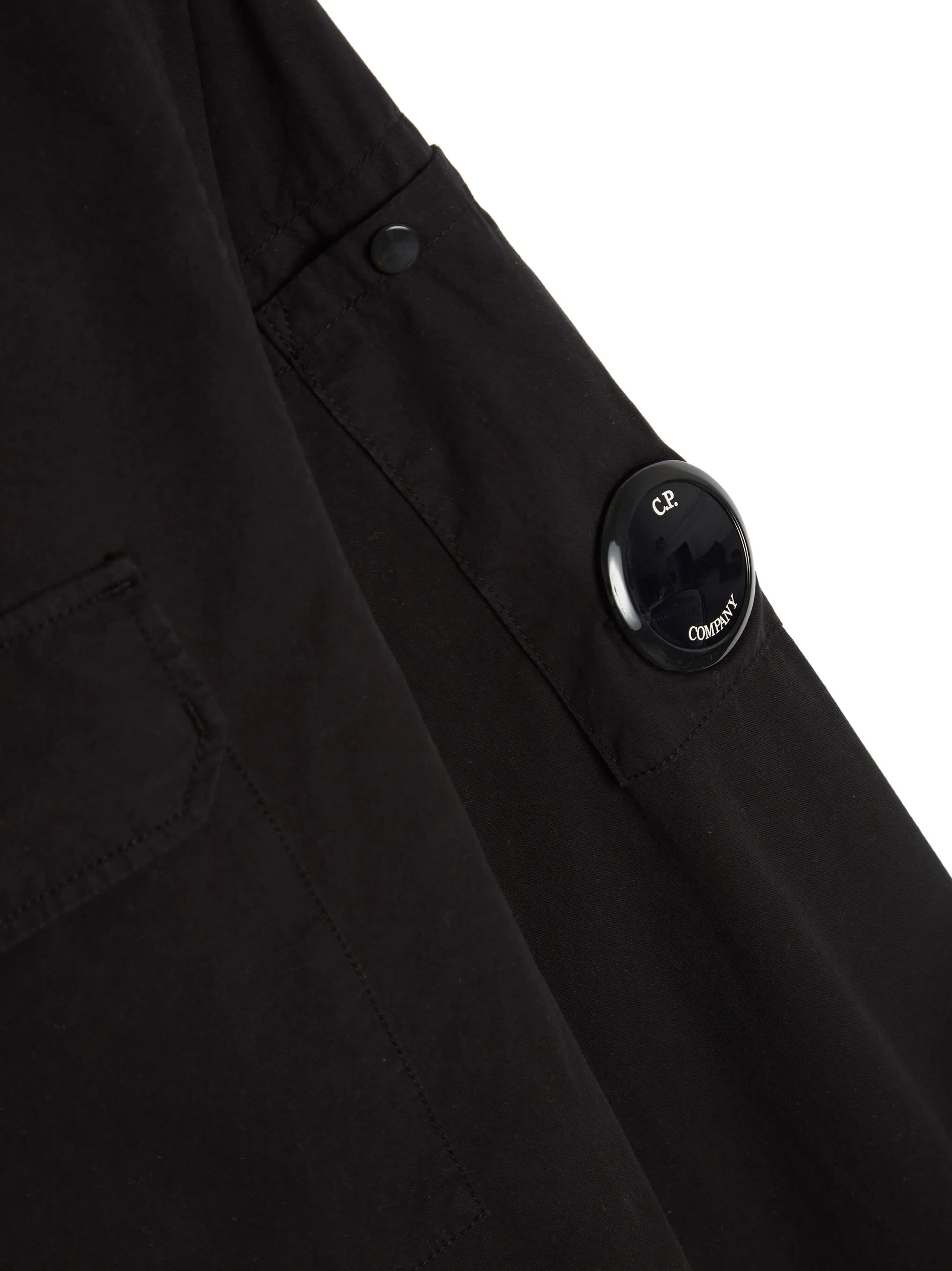 Lens-detail zip-up shirt jacket