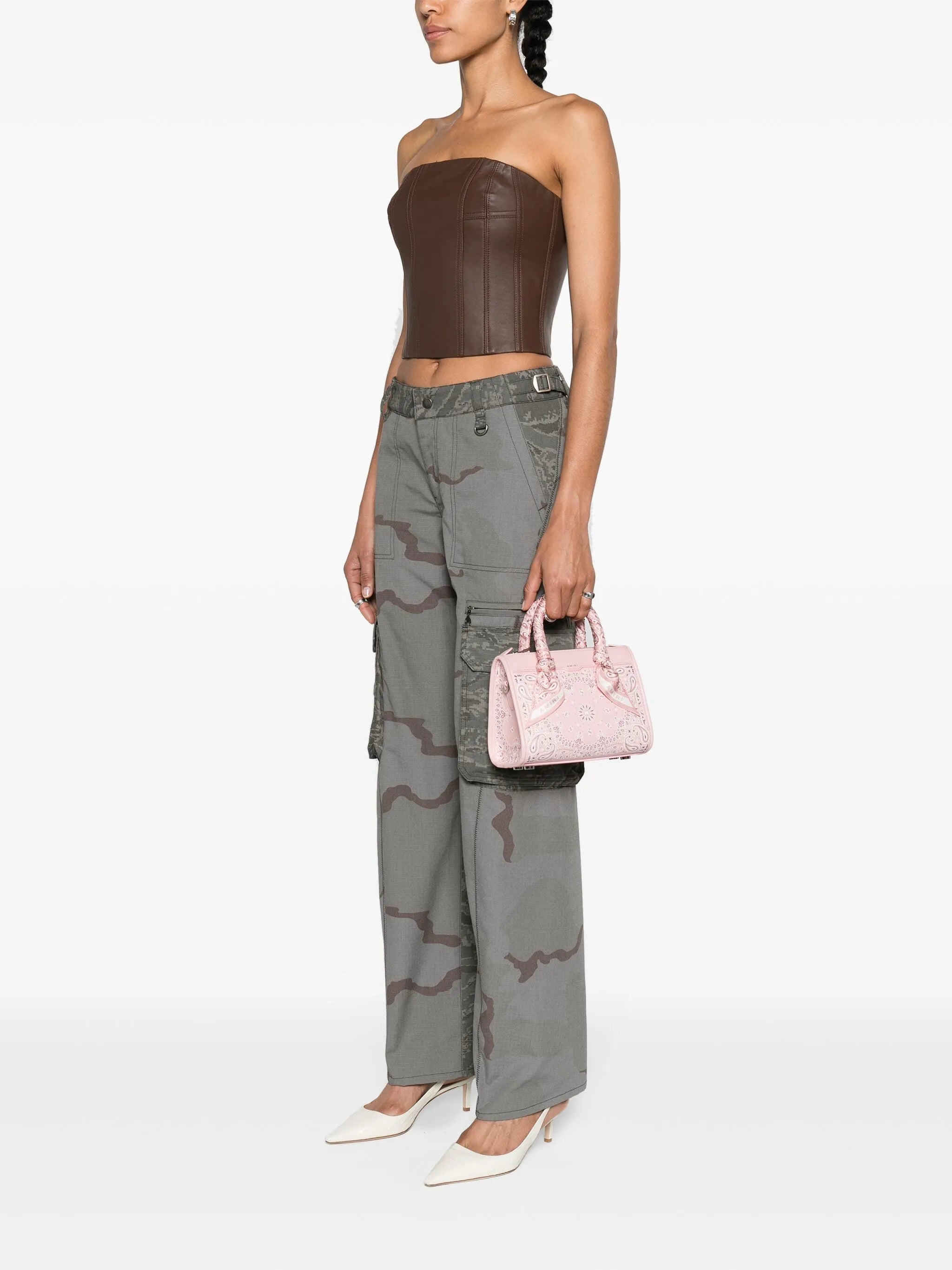 bandana-print leather mini bag