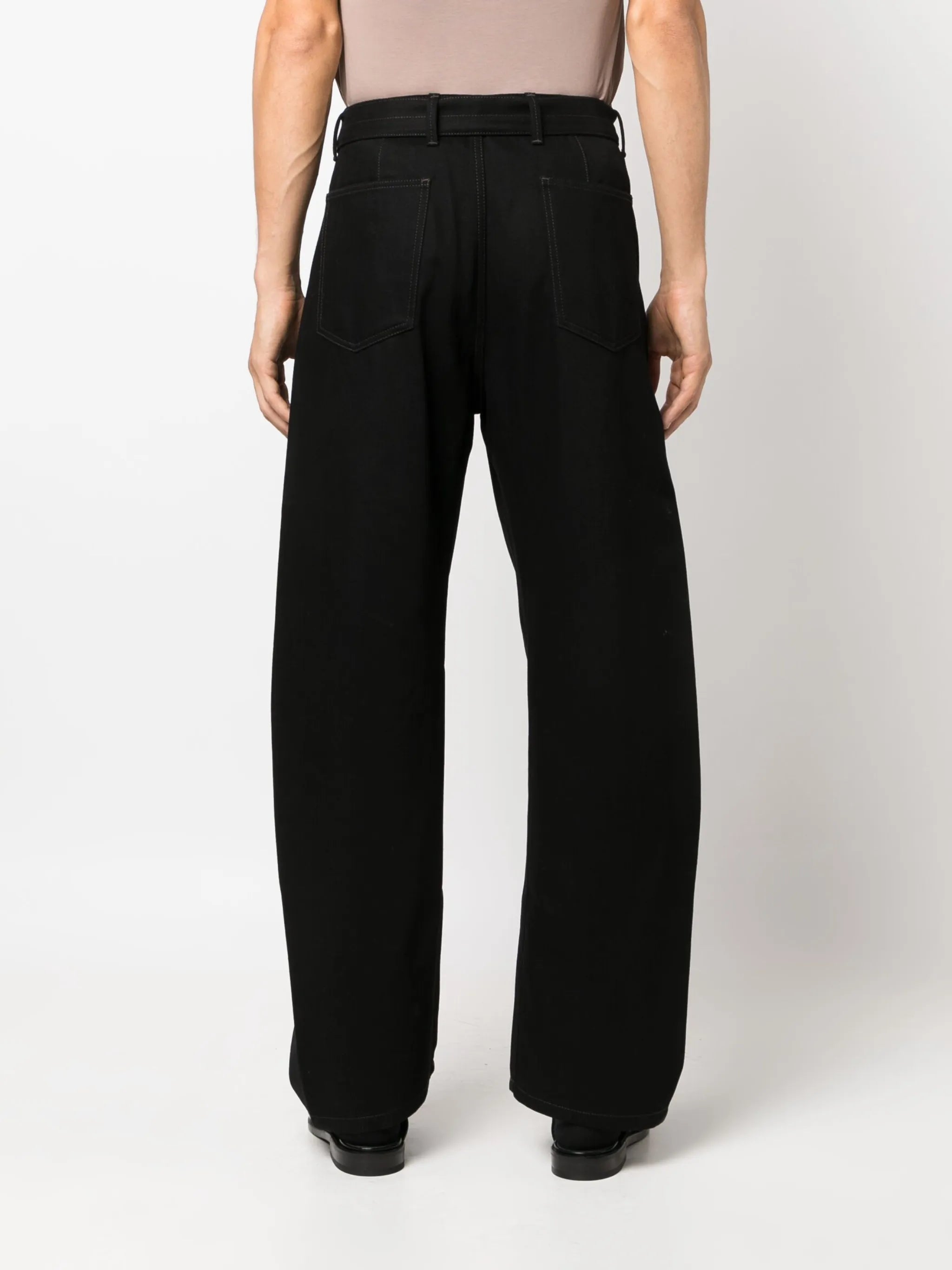 belted straight-leg trousers
