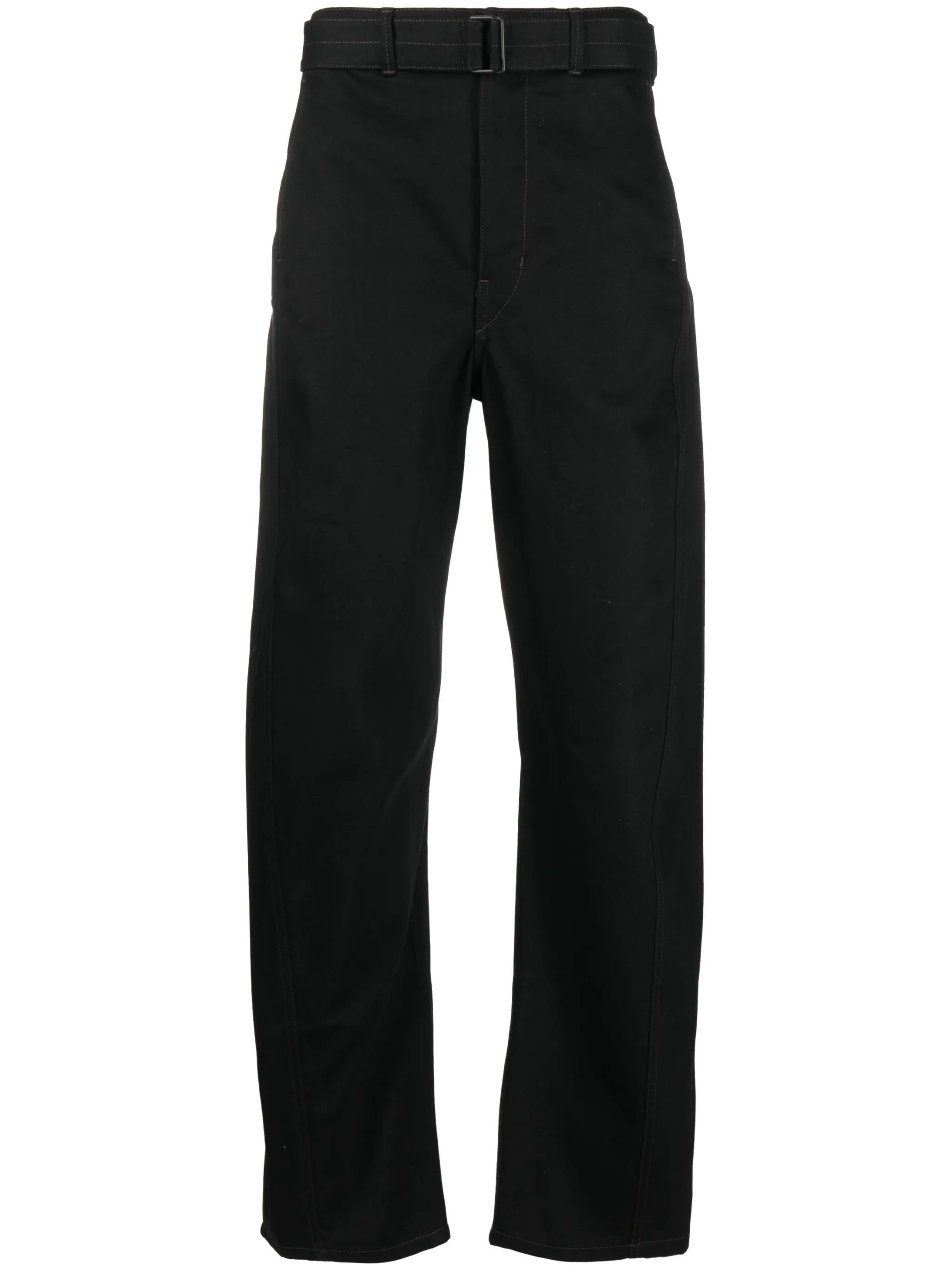 belted straight-leg trousers