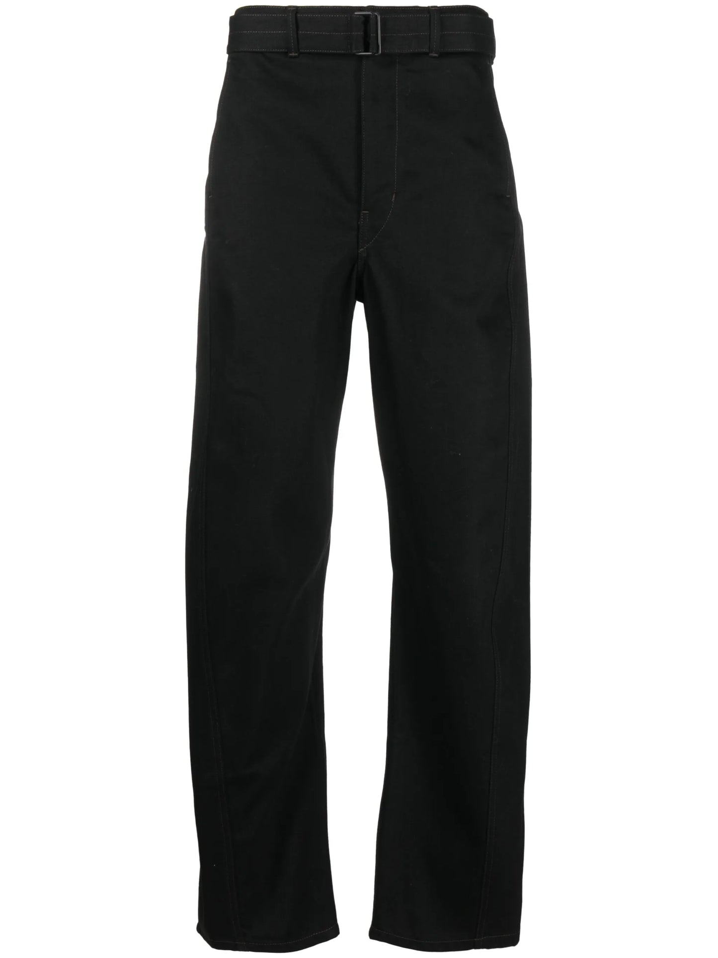 belted straight-leg trousers