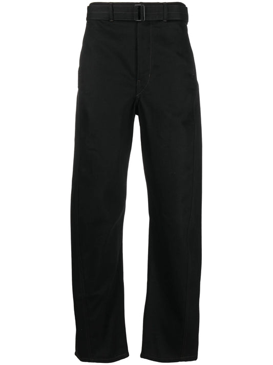 belted straight-leg trousers
