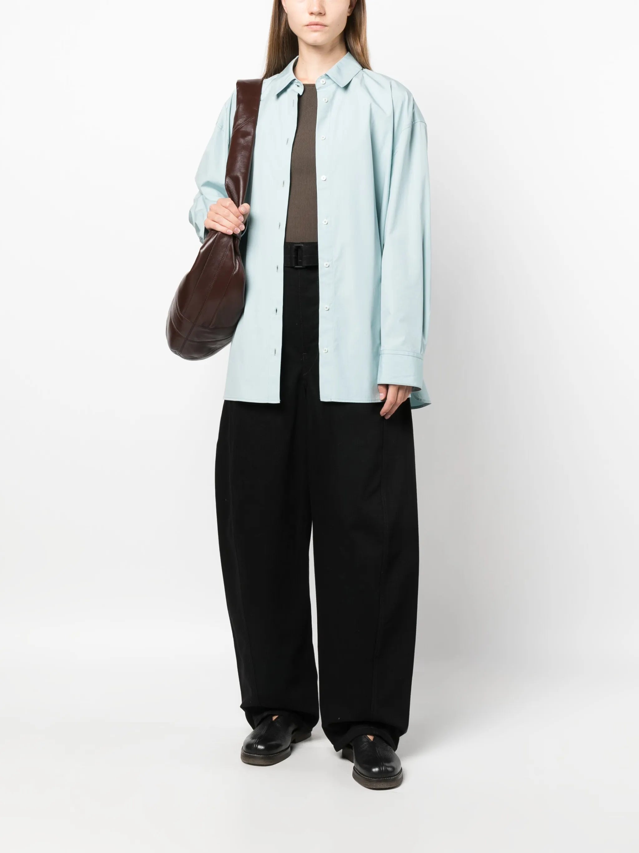 belted straight-leg trousers
