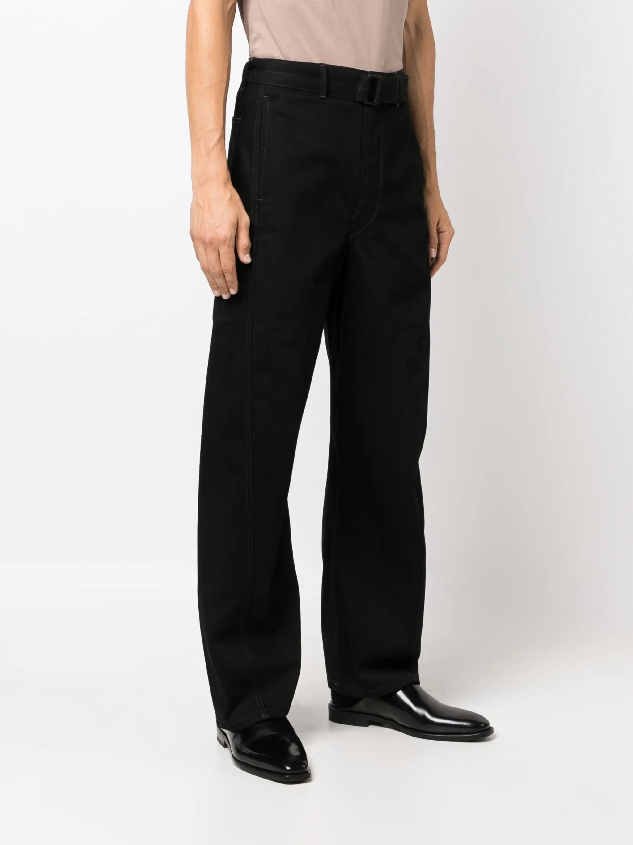 belted straight-leg trousers