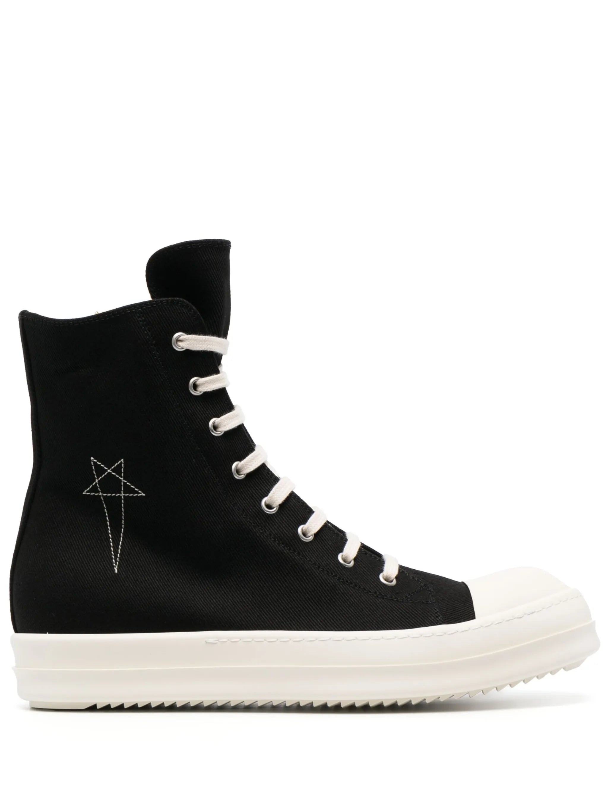 stitched-pentagram lace-up high-top sneakers