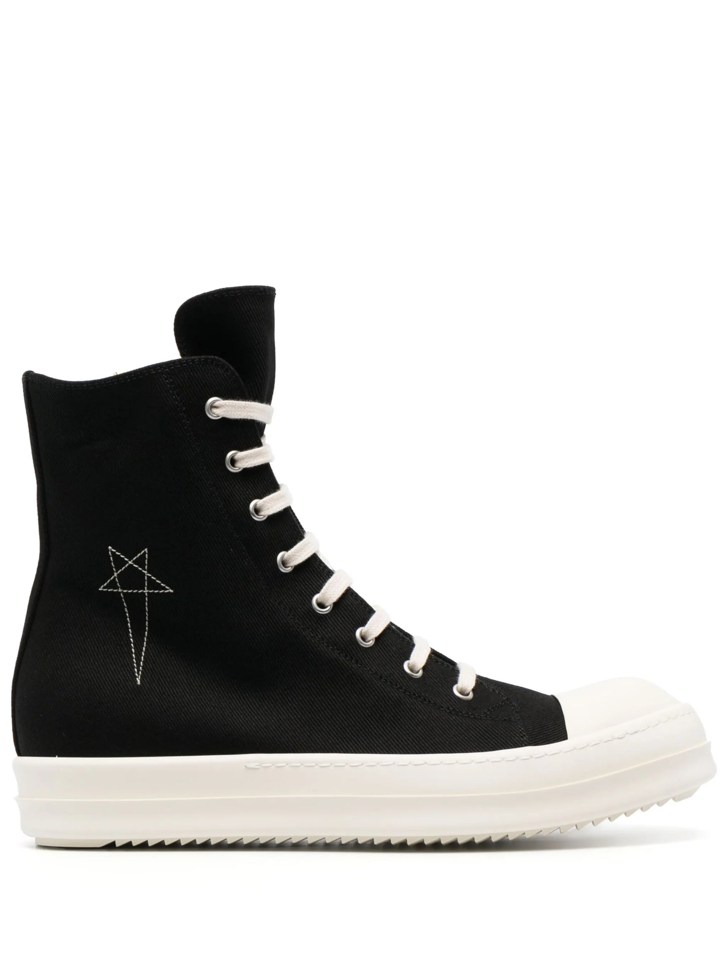 stitched-pentagram lace-up high-top sneakers