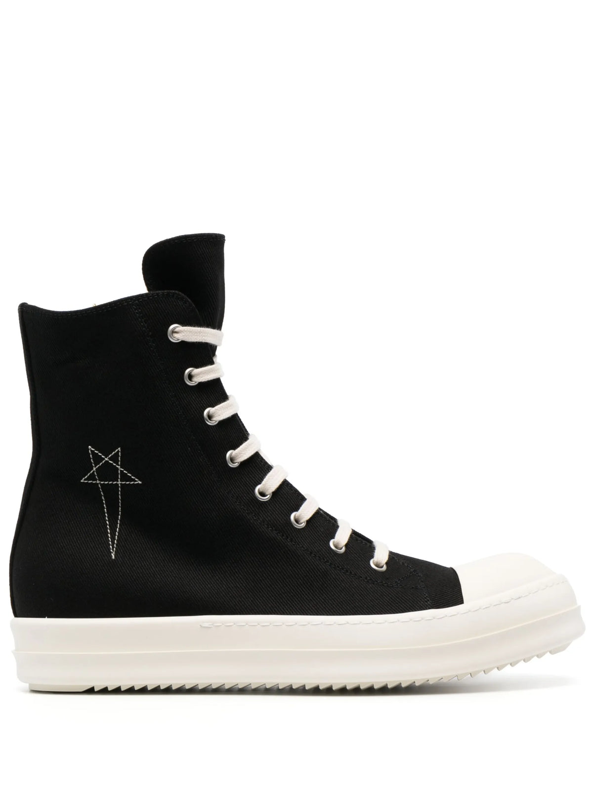 stitched-pentagram lace-up high-top sneakers