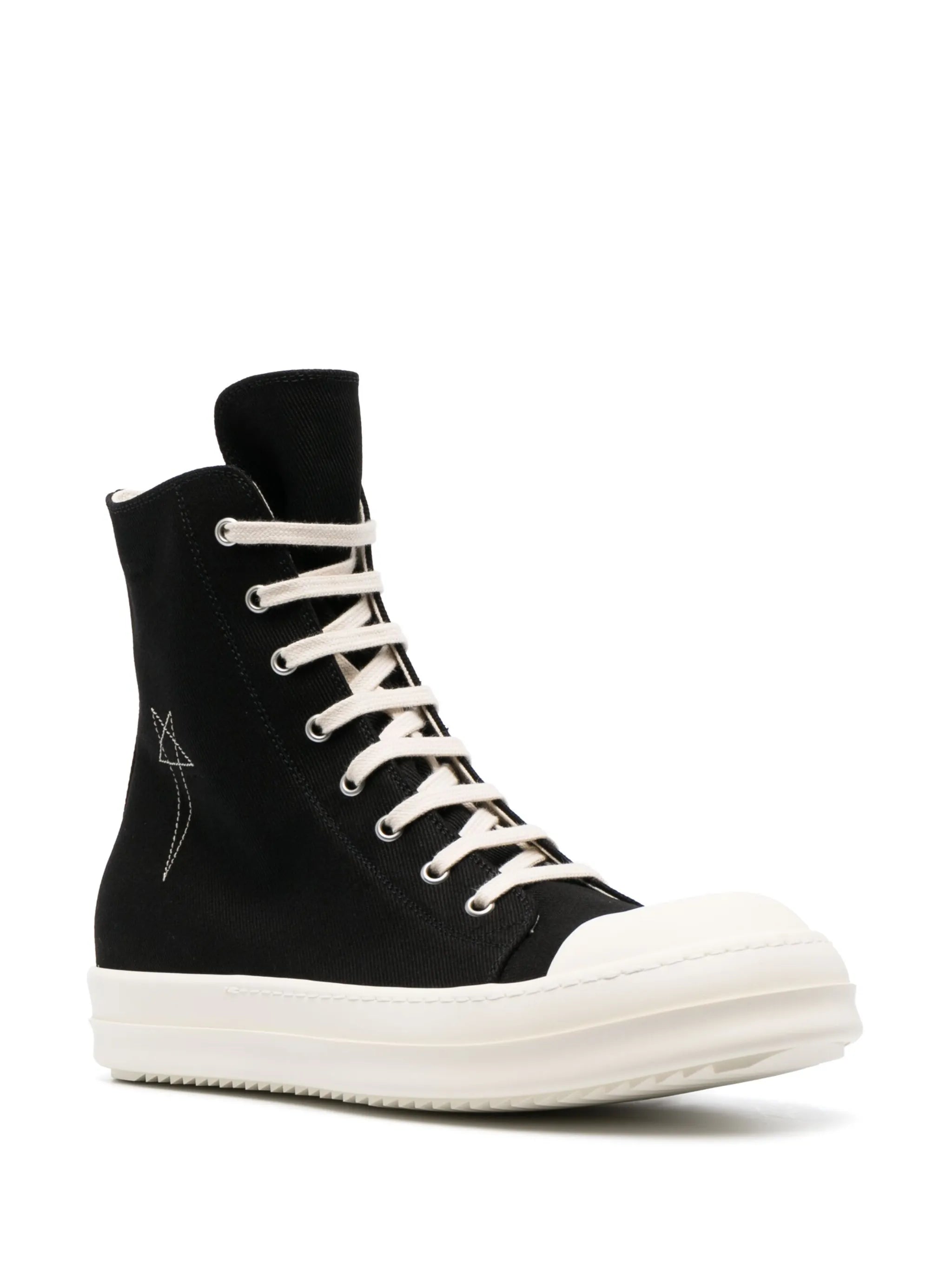 stitched-pentagram lace-up high-top sneakers