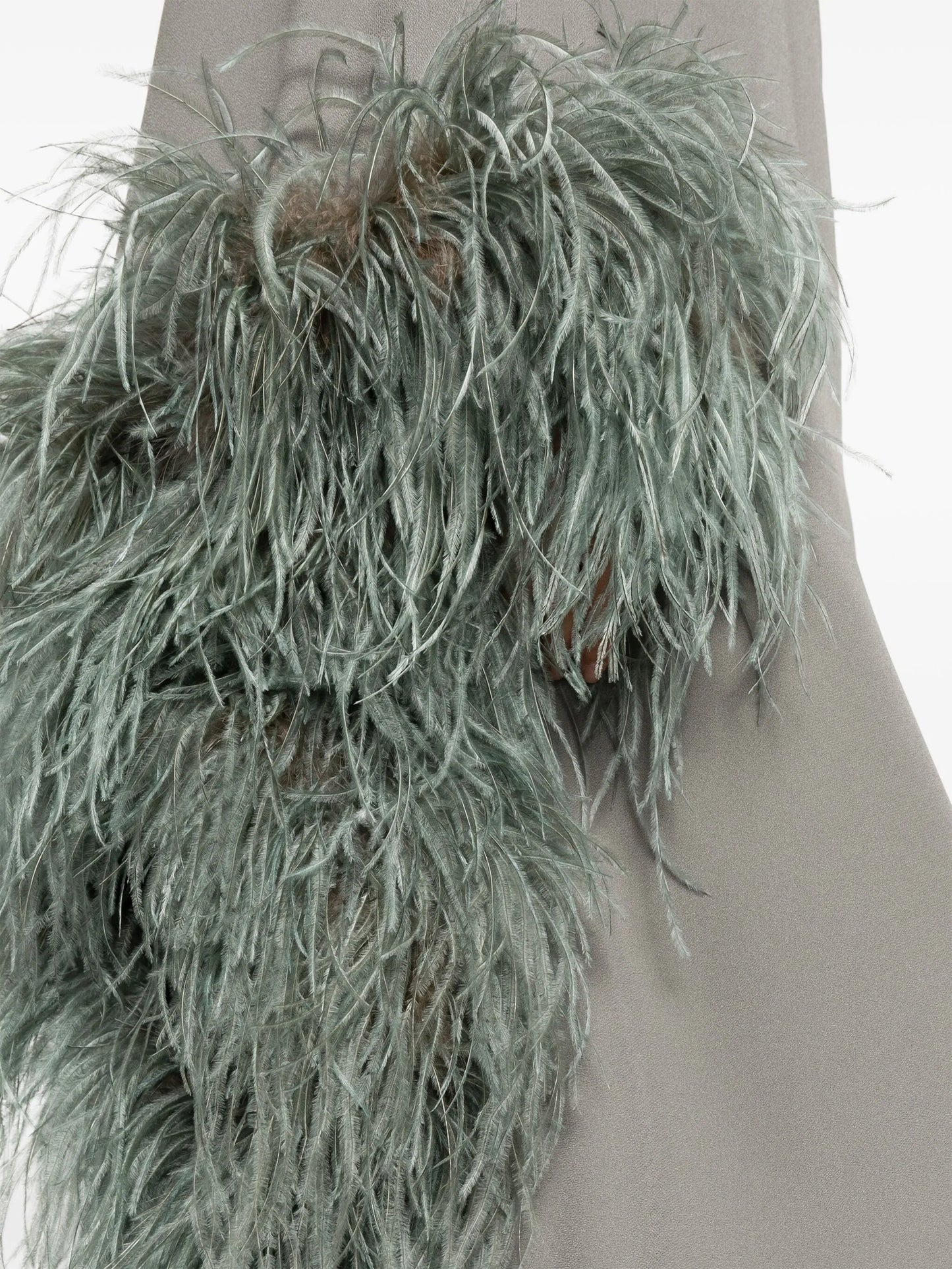 feather-trim one-shoulder dress