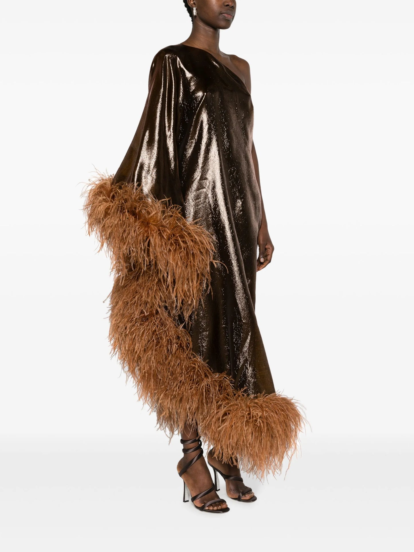 Fantasma feather-trim midi dress
