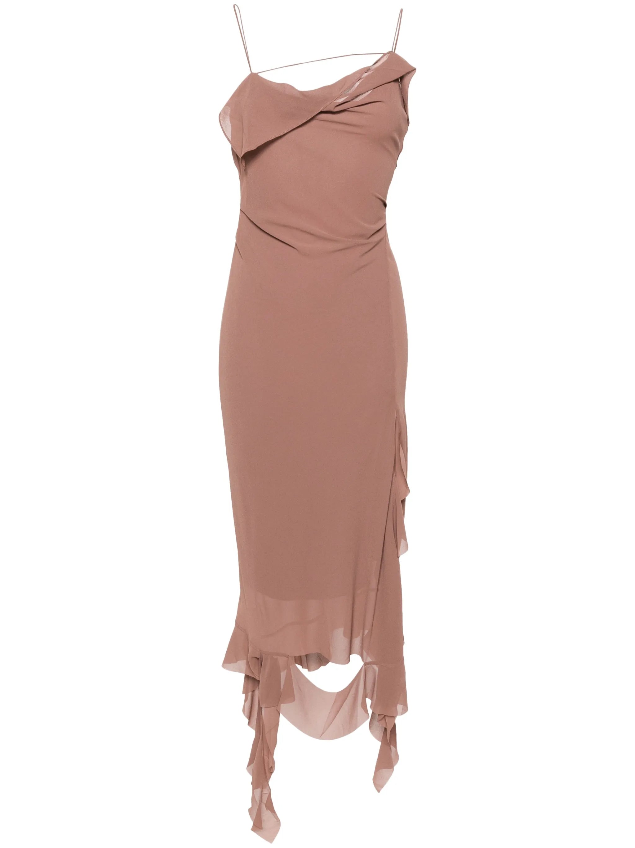 ruffle-trim halterneck midi dress