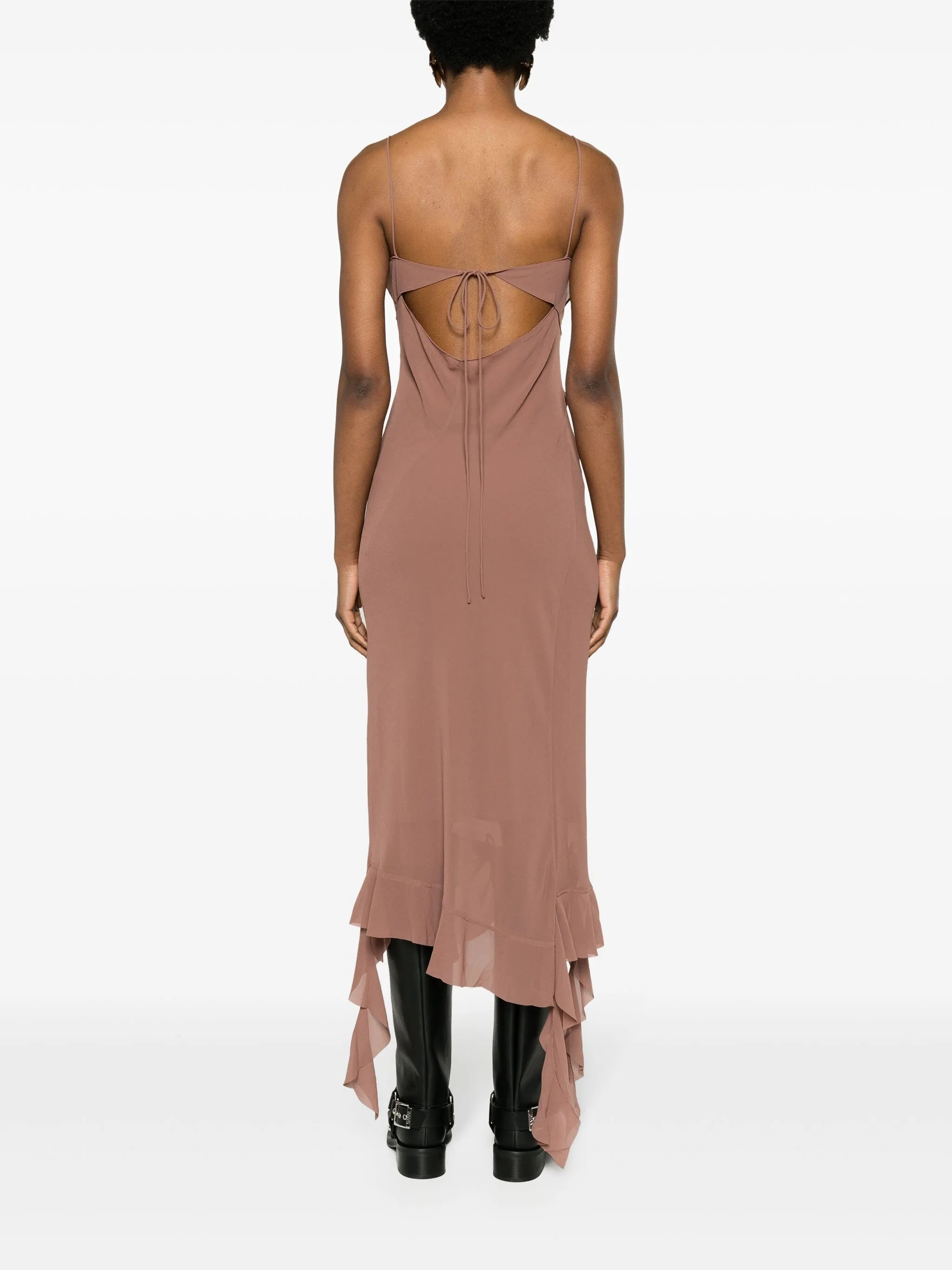 ruffle-trim halterneck midi dress