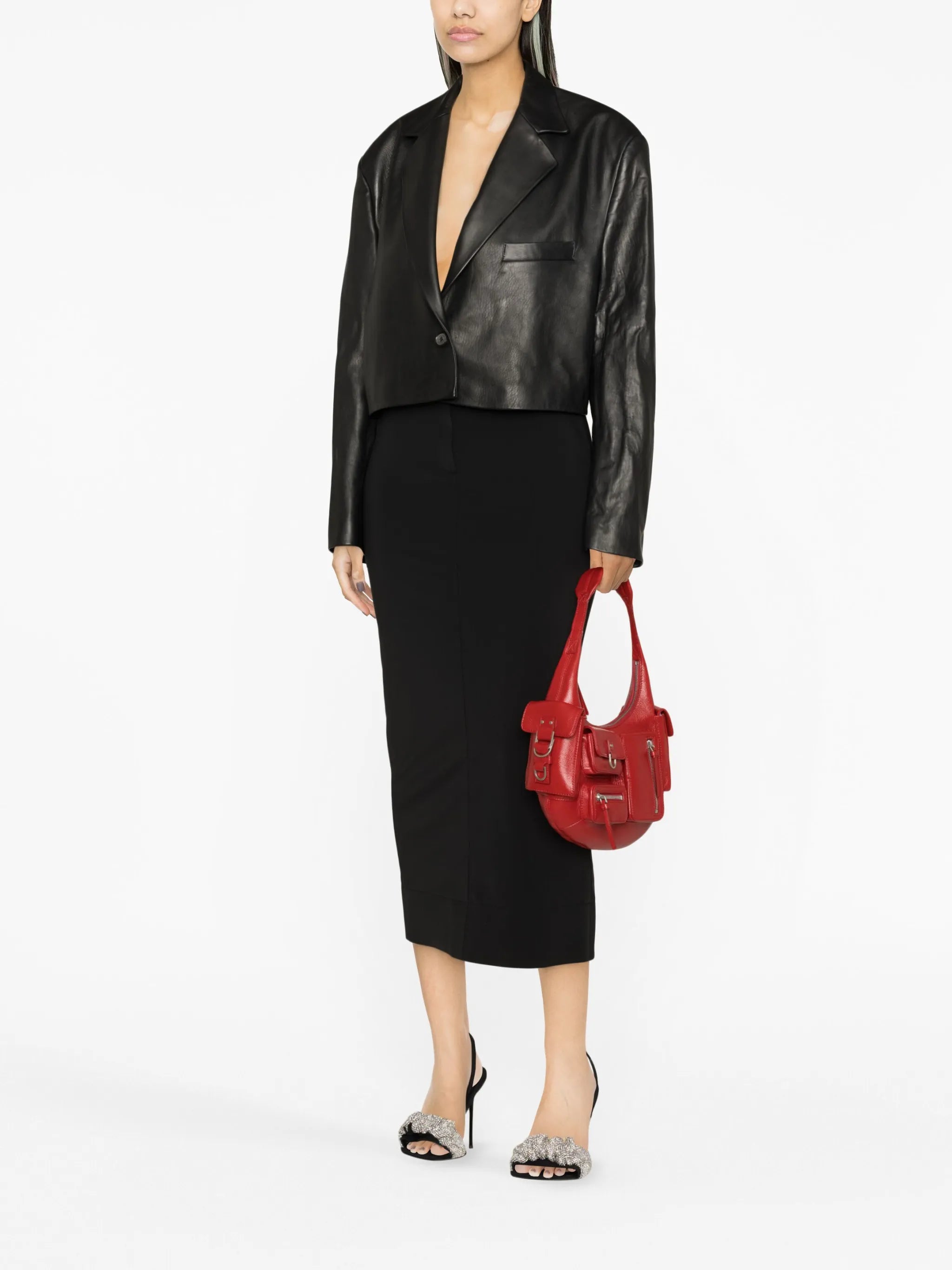 logo-embroidered pencil skirt