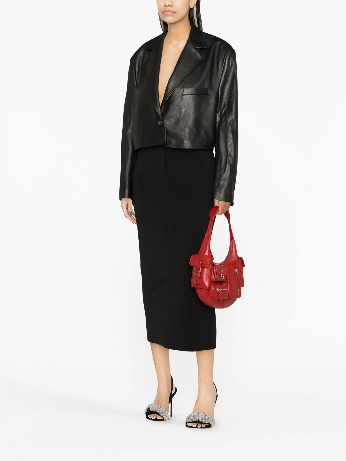 logo-embroidered pencil skirt