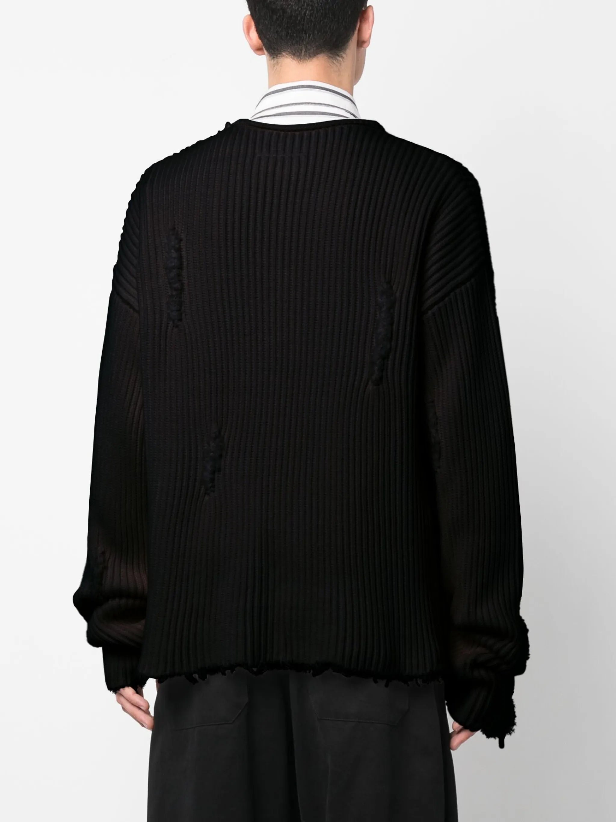distressed ribbed jumper