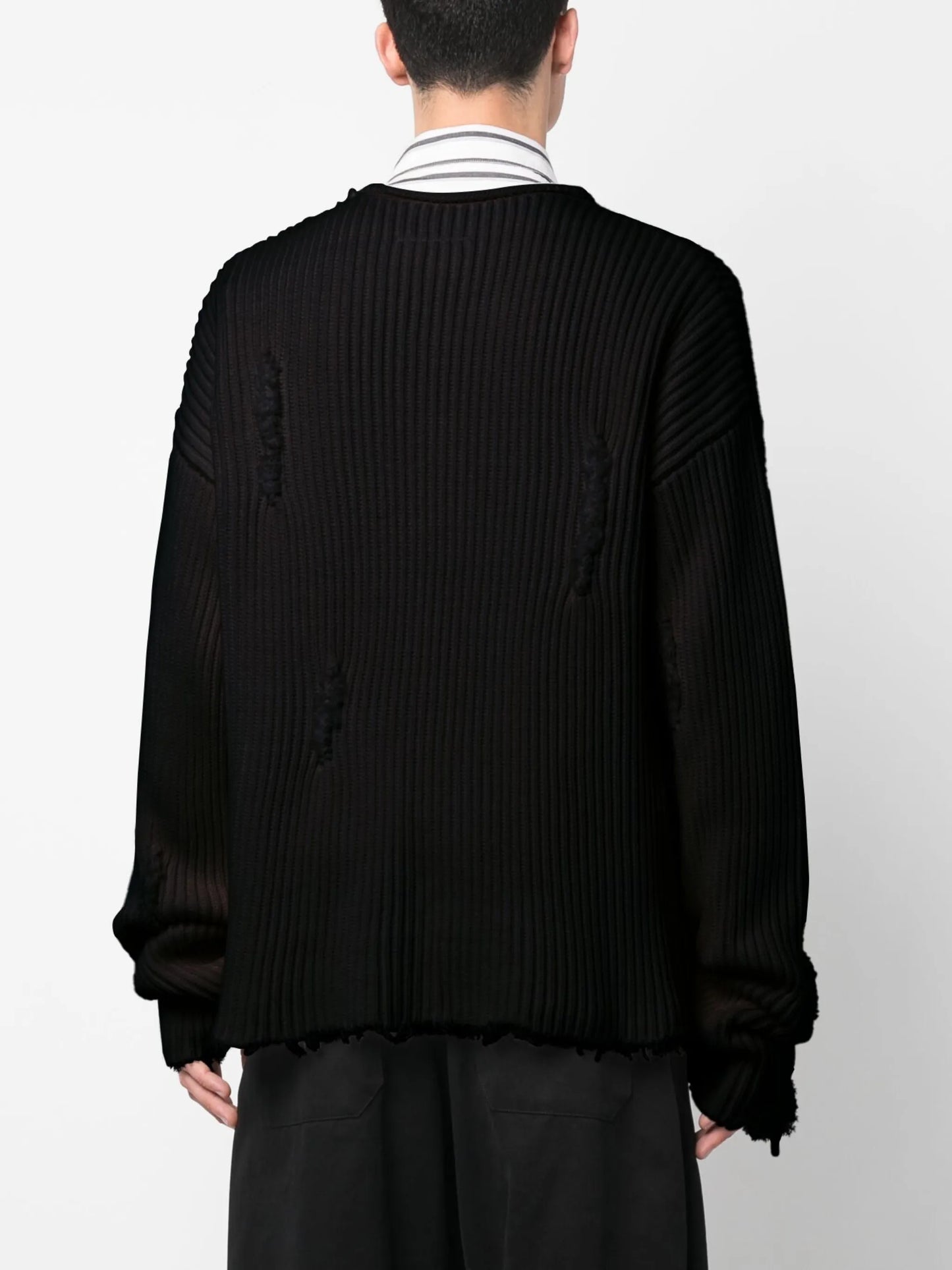 distressed ribbed jumper