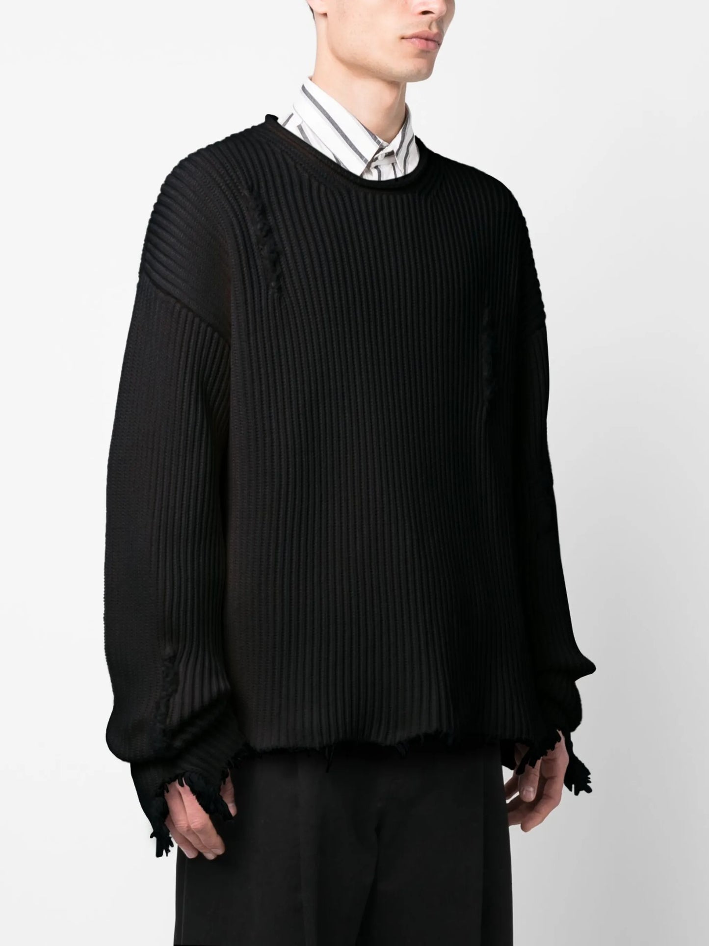 distressed ribbed jumper