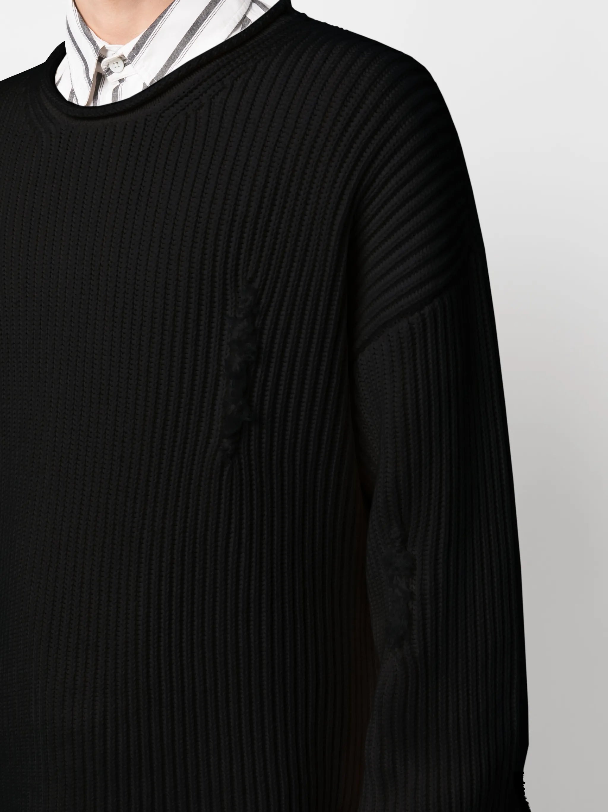 distressed ribbed jumper