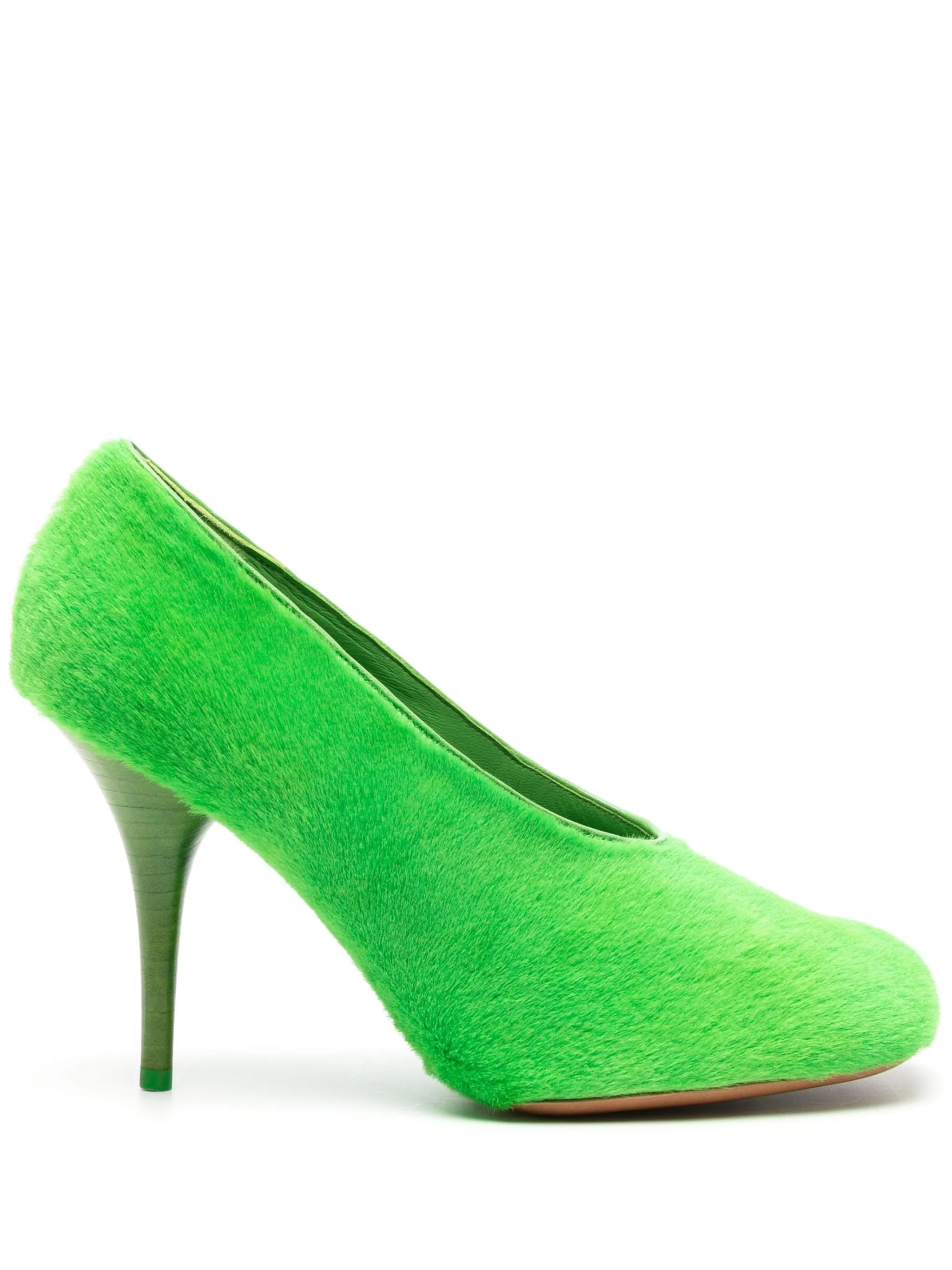 95mm square-toe shearling pumps