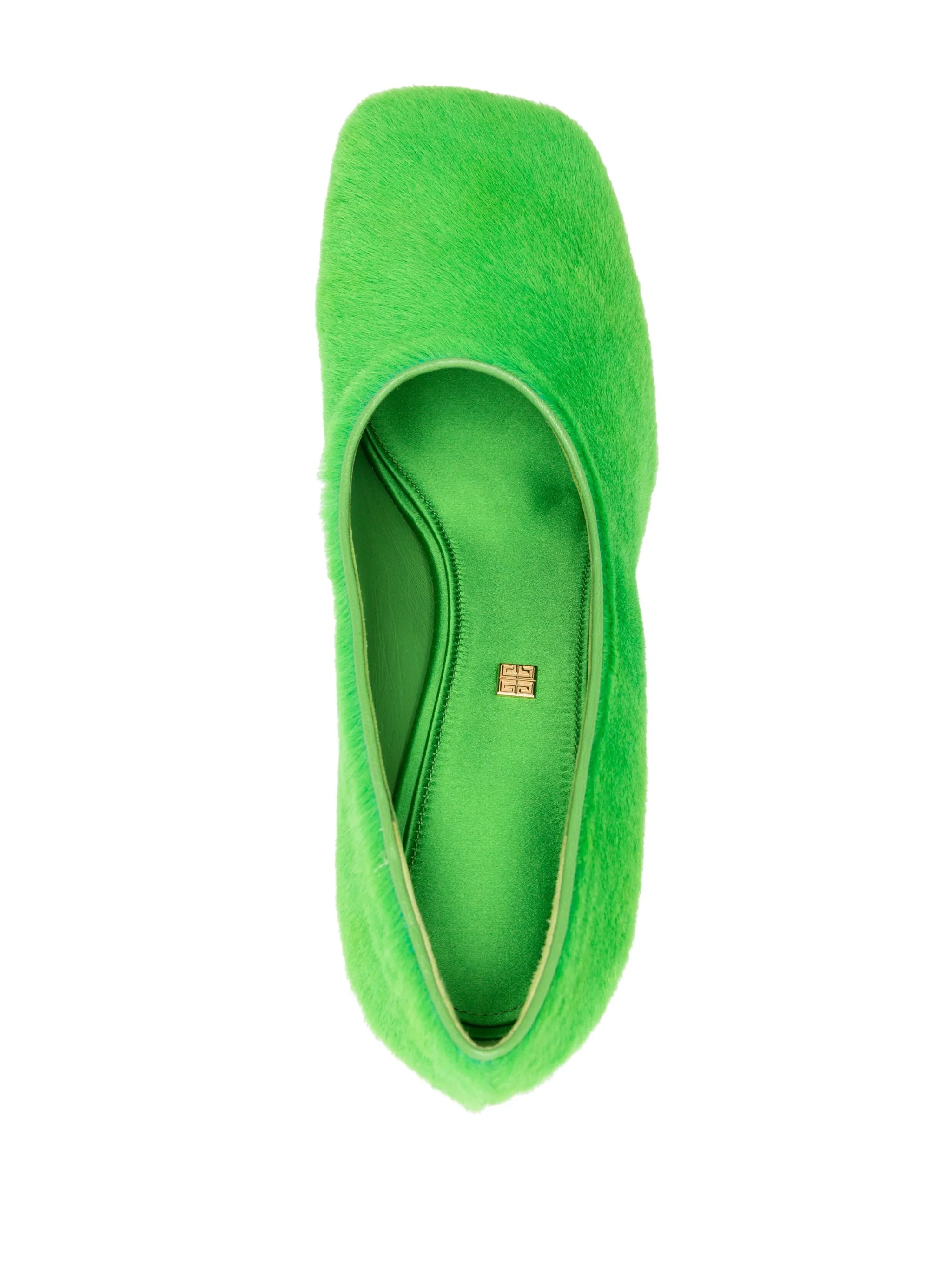 95mm square-toe shearling pumps