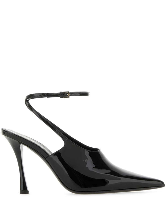 95mm patent leather slingback pumps