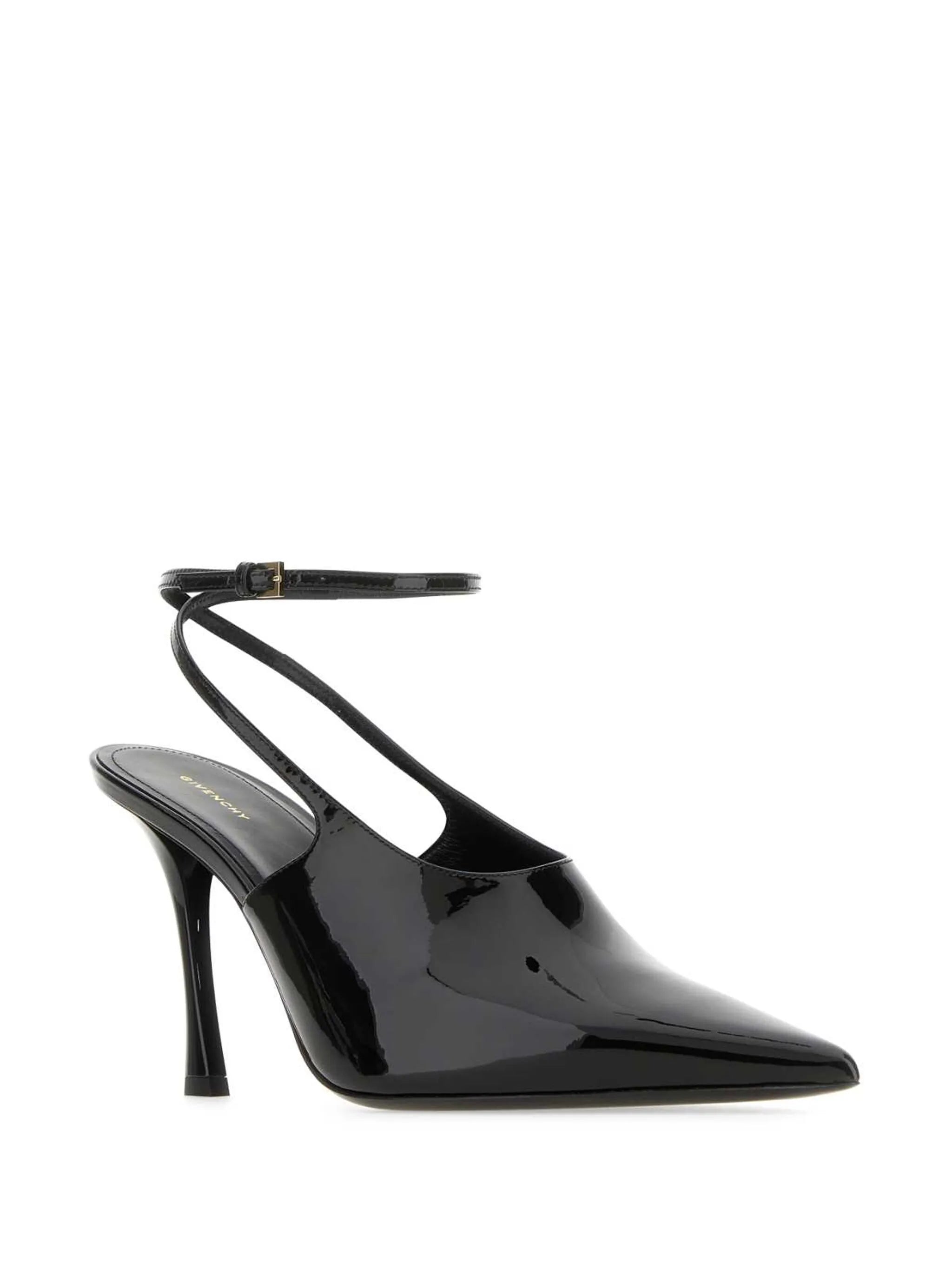 95mm patent leather slingback pumps