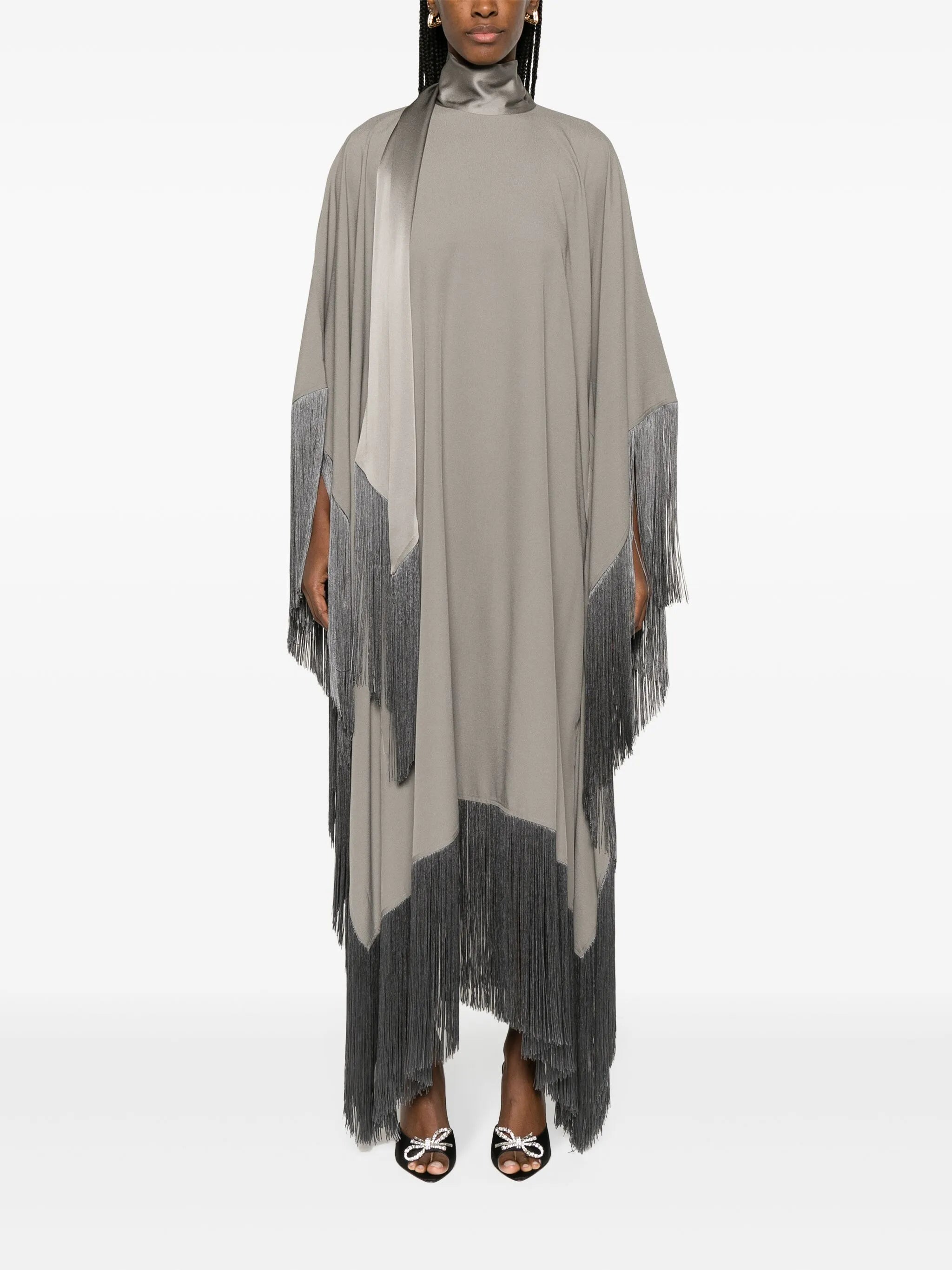 Mrs Rossa fringed kaftan midi dress